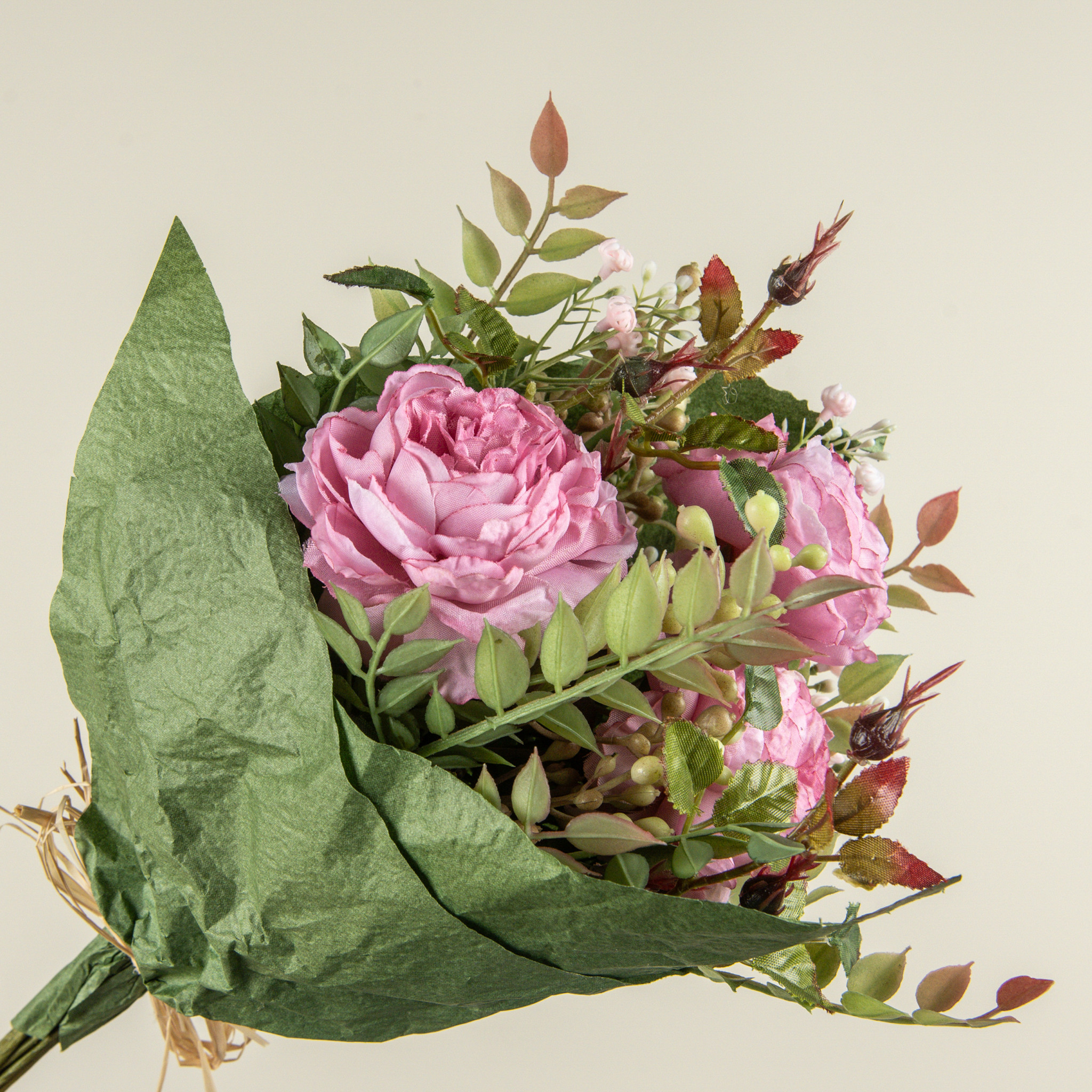 Pink Cabbage Rose Bouquet, 15", photo 2 of 3