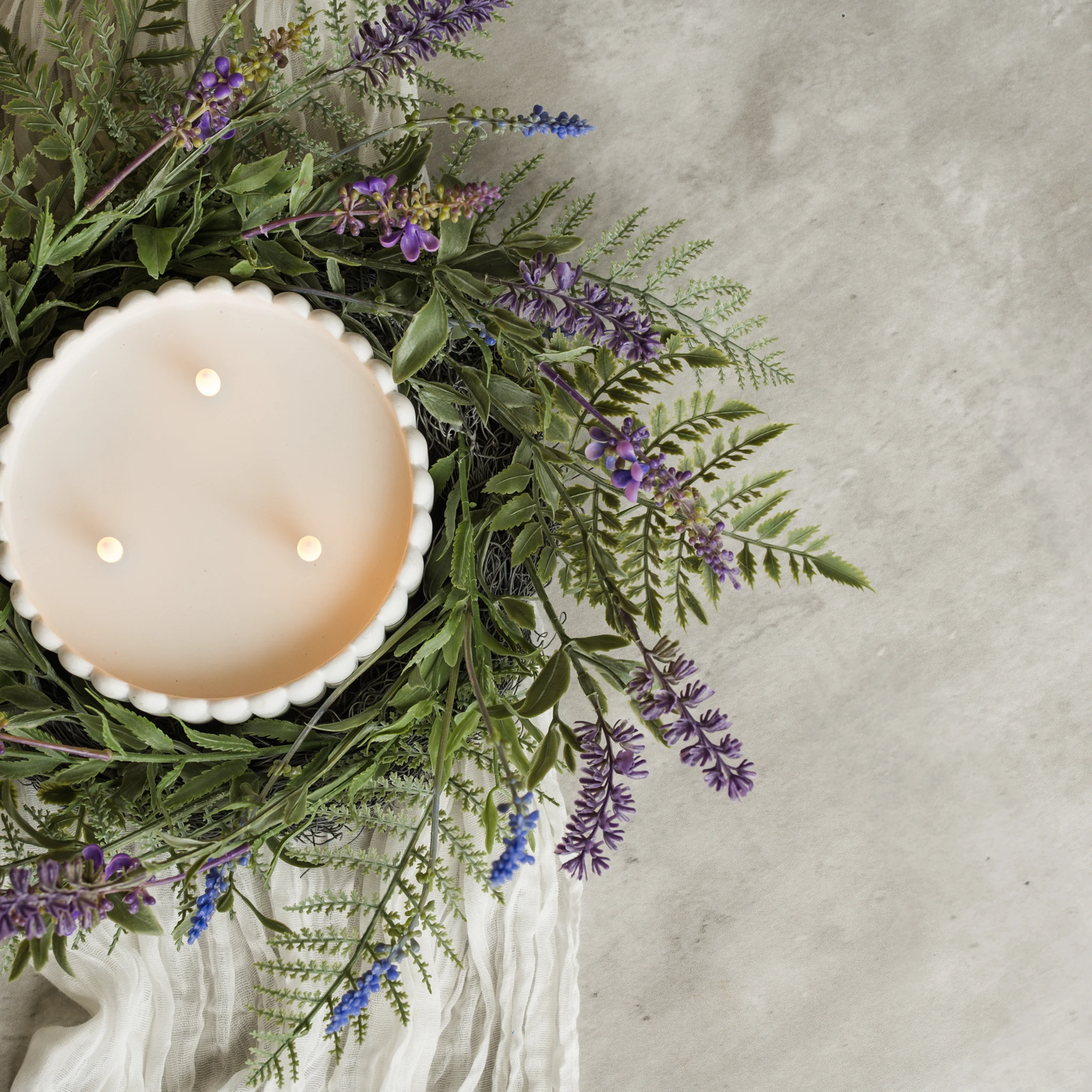 Lavender & Fern Candle Ring, 16"