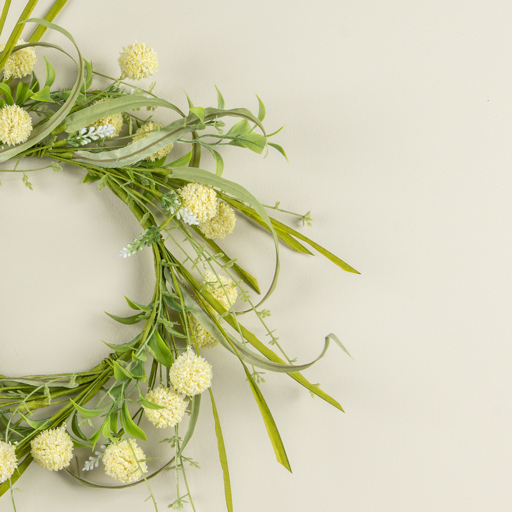 Pale Yellow Pom Pom Candle Ring, 14", photo 2 of 3