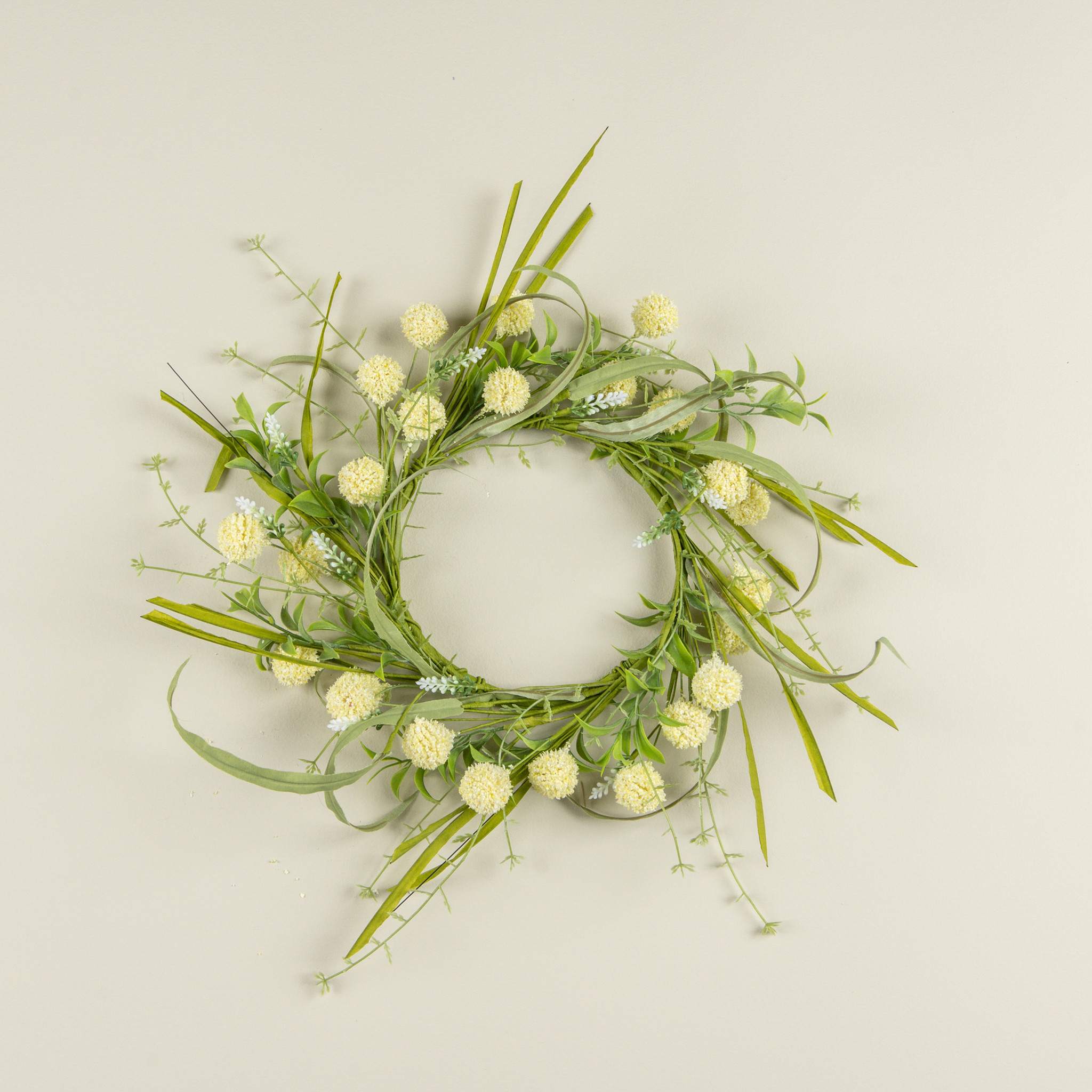 Pale Yellow Pom Pom Candle Ring, 14", photo 3 of 3
