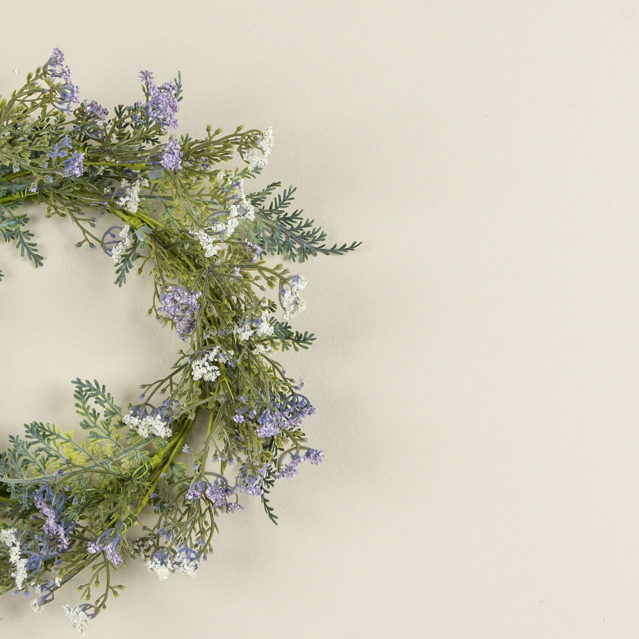 Cream & Purple Queen Anne's Lace Candle Ring, 12", photo 2 of 3
