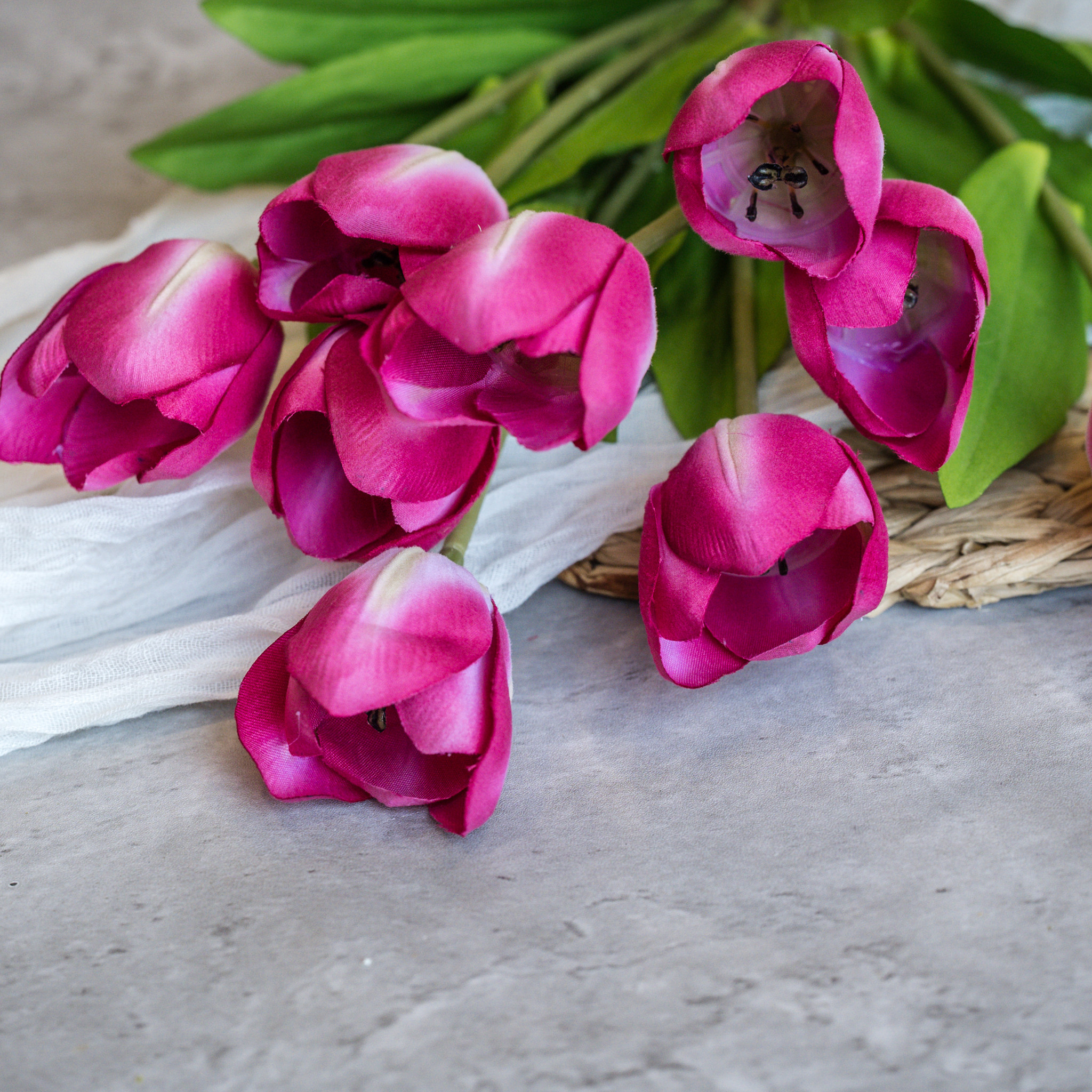 Dark Pink Tulip Bush, 18.5"