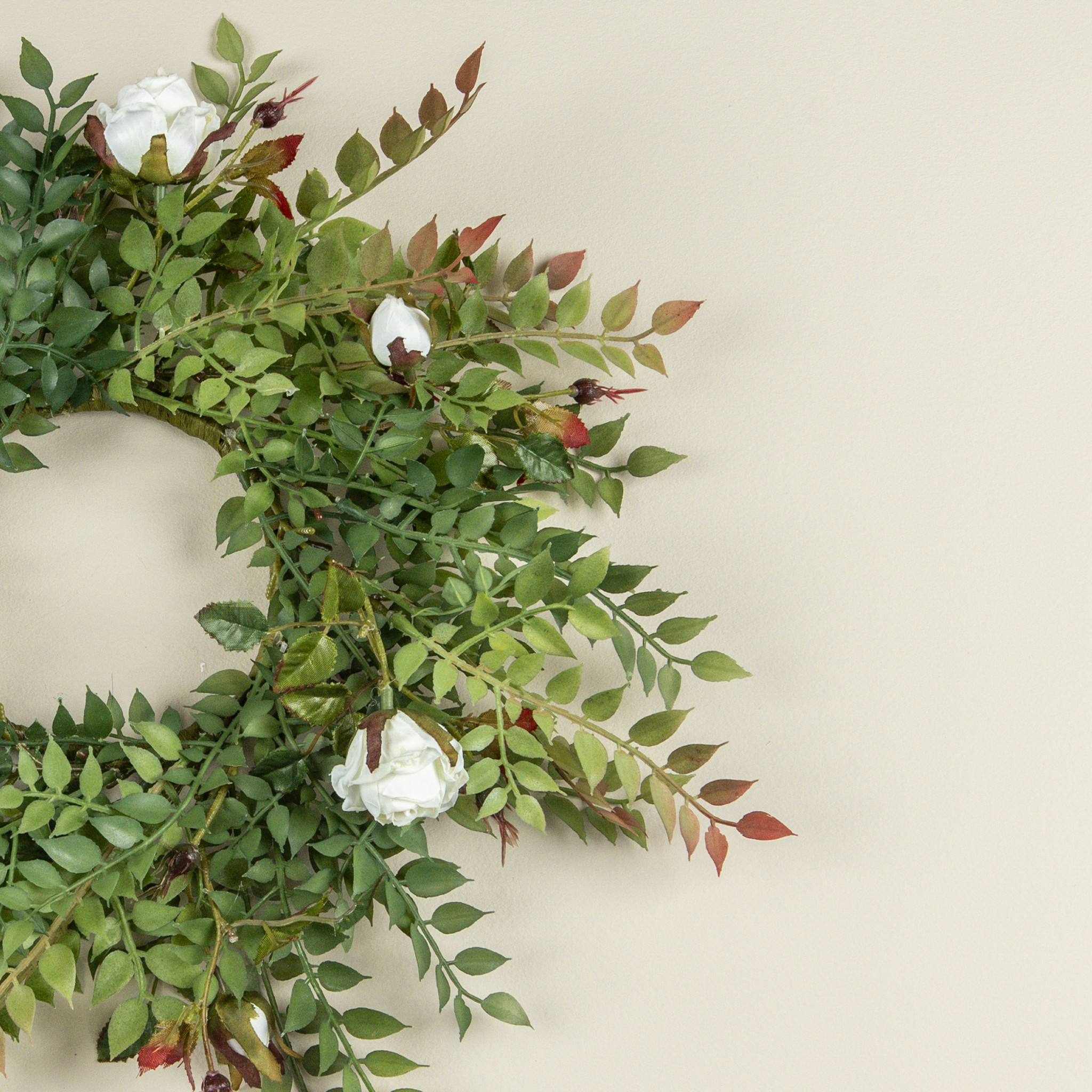 White Rose & Smilax Candle Ring, 14", photo 2 of 3