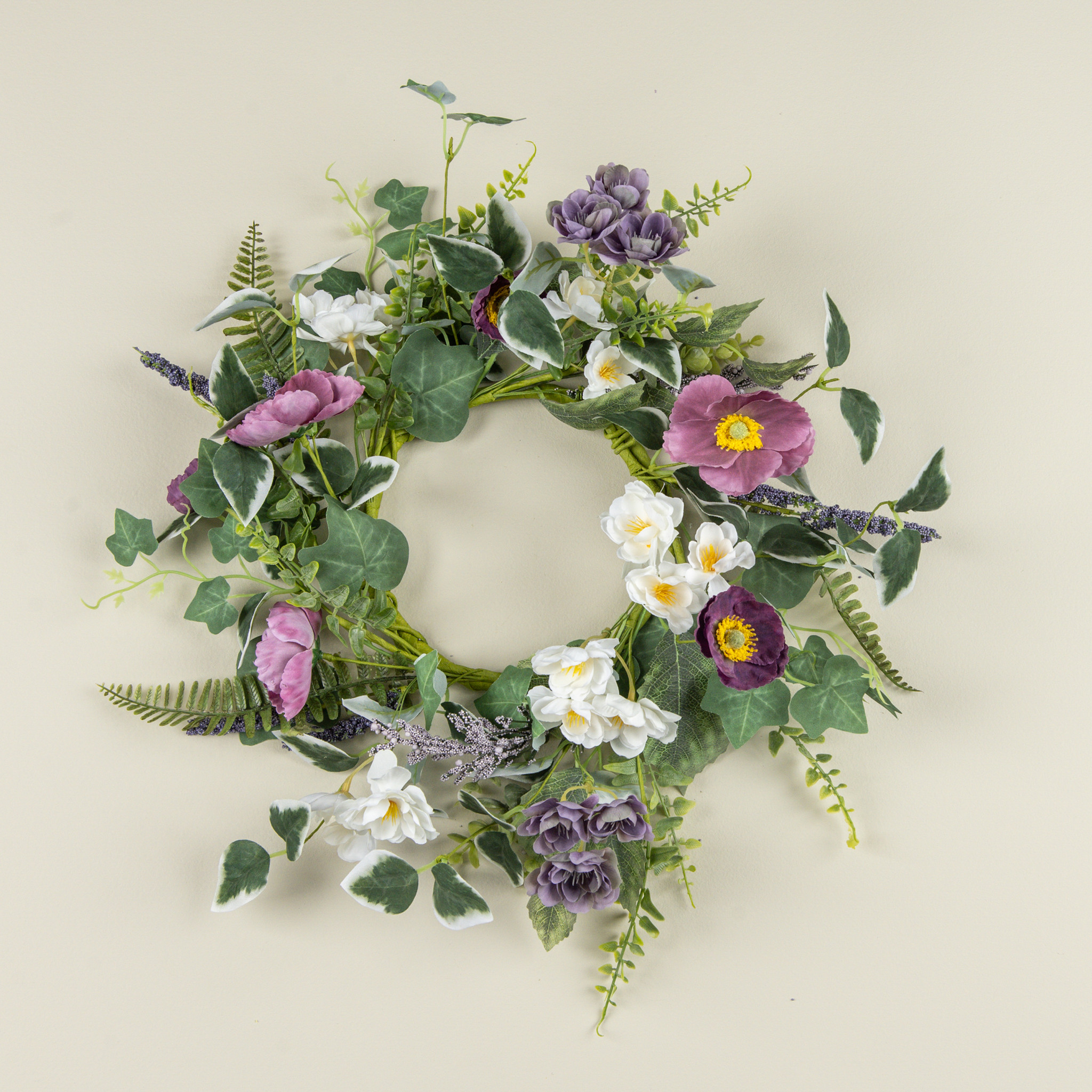 Purple Cherry Blossom, Lavender & Poppy Candle Ring, 14", photo 3 of 3