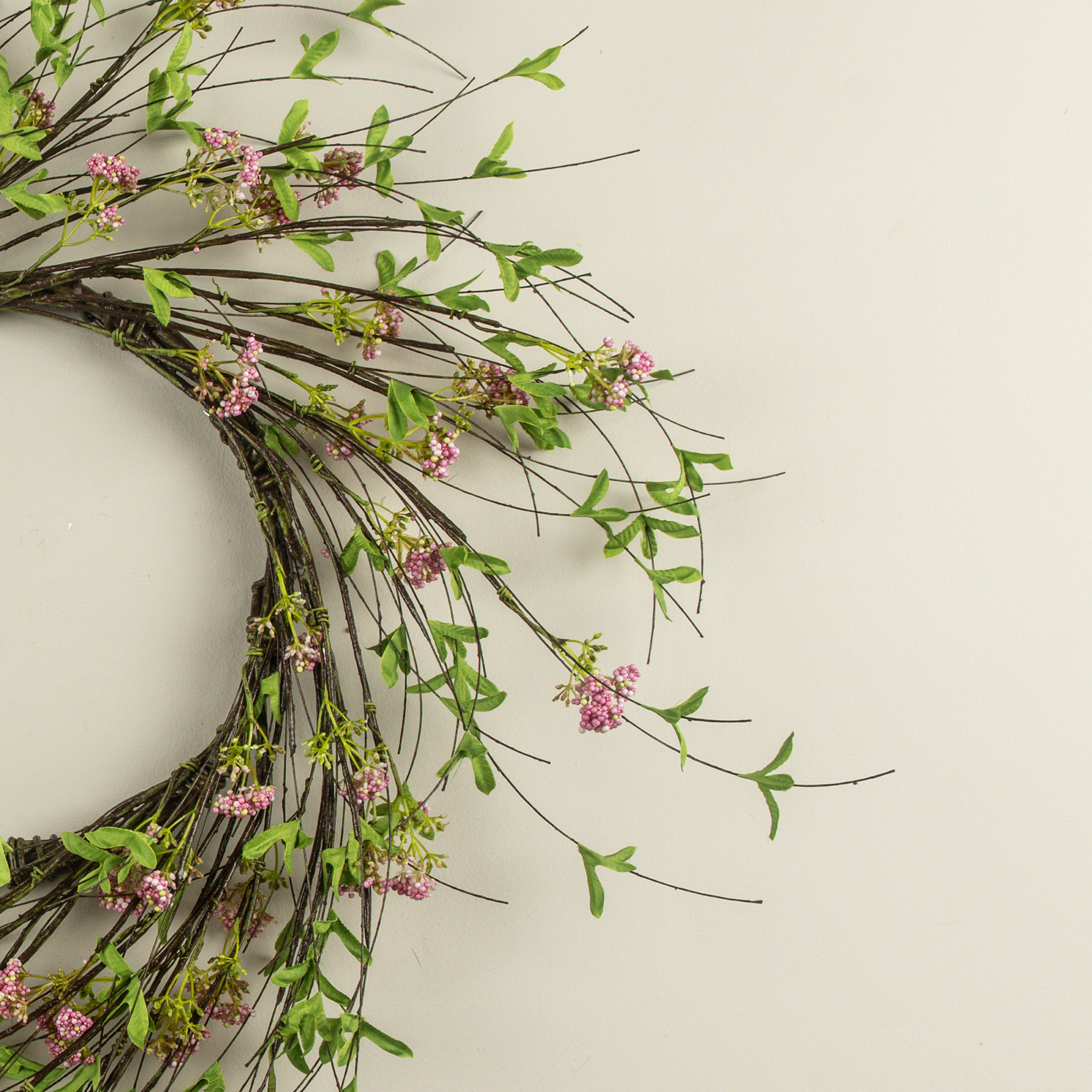 Pink Boxwood & Wildflower Vine Wreath, 24", photo 2 of 4