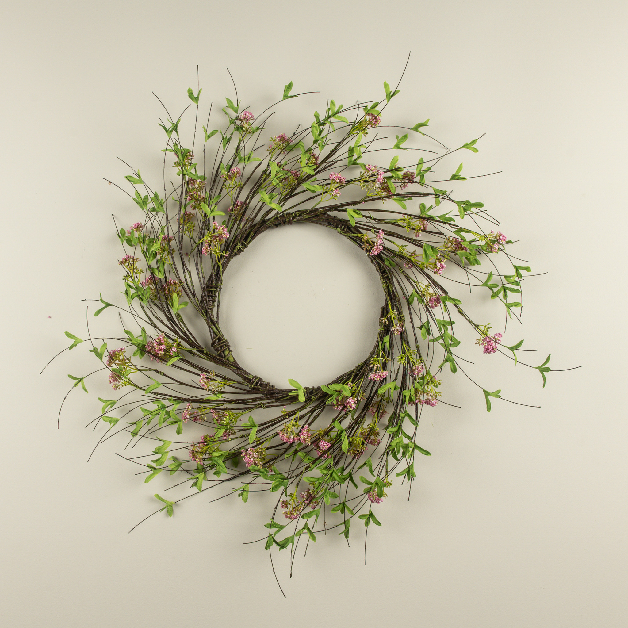 Pink Boxwood & Wildflower Vine Wreath, 24", photo 3 of 4