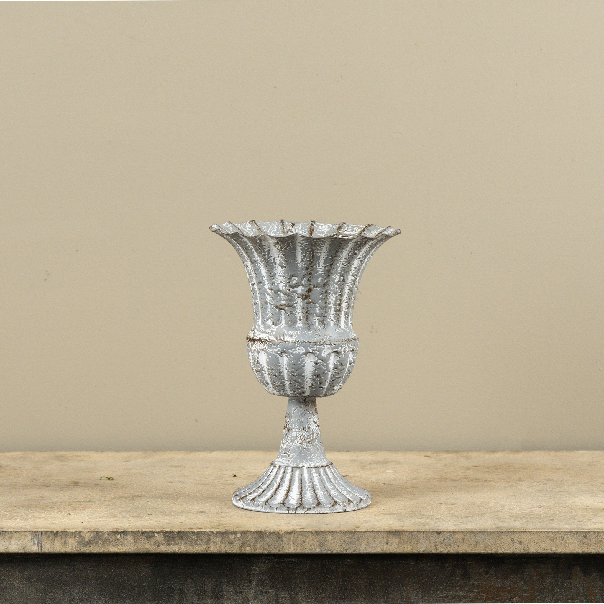 Aged Metal Urn, 9.75"