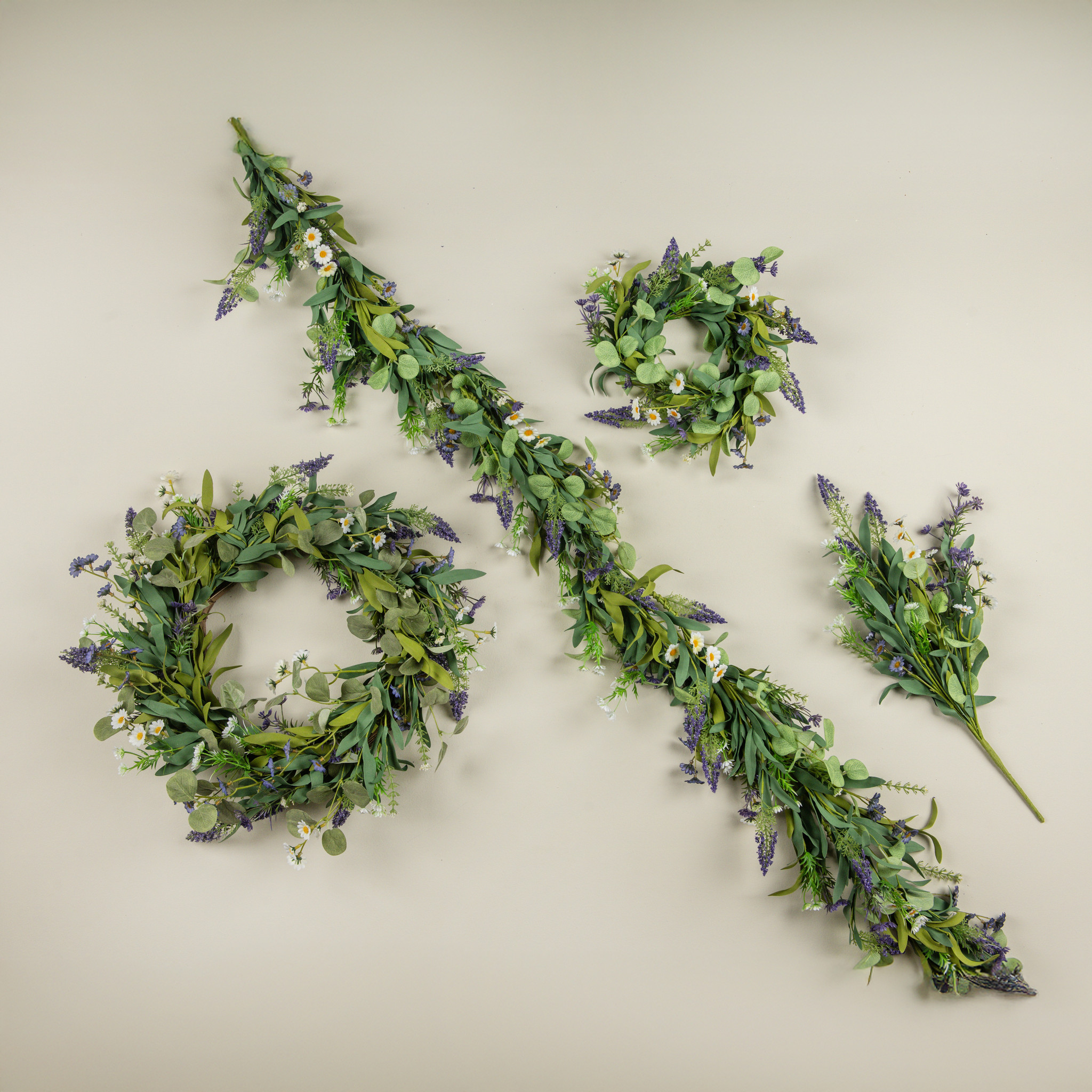 Purple & White Mixed Spring Wreath, 20", photo 4 of 4