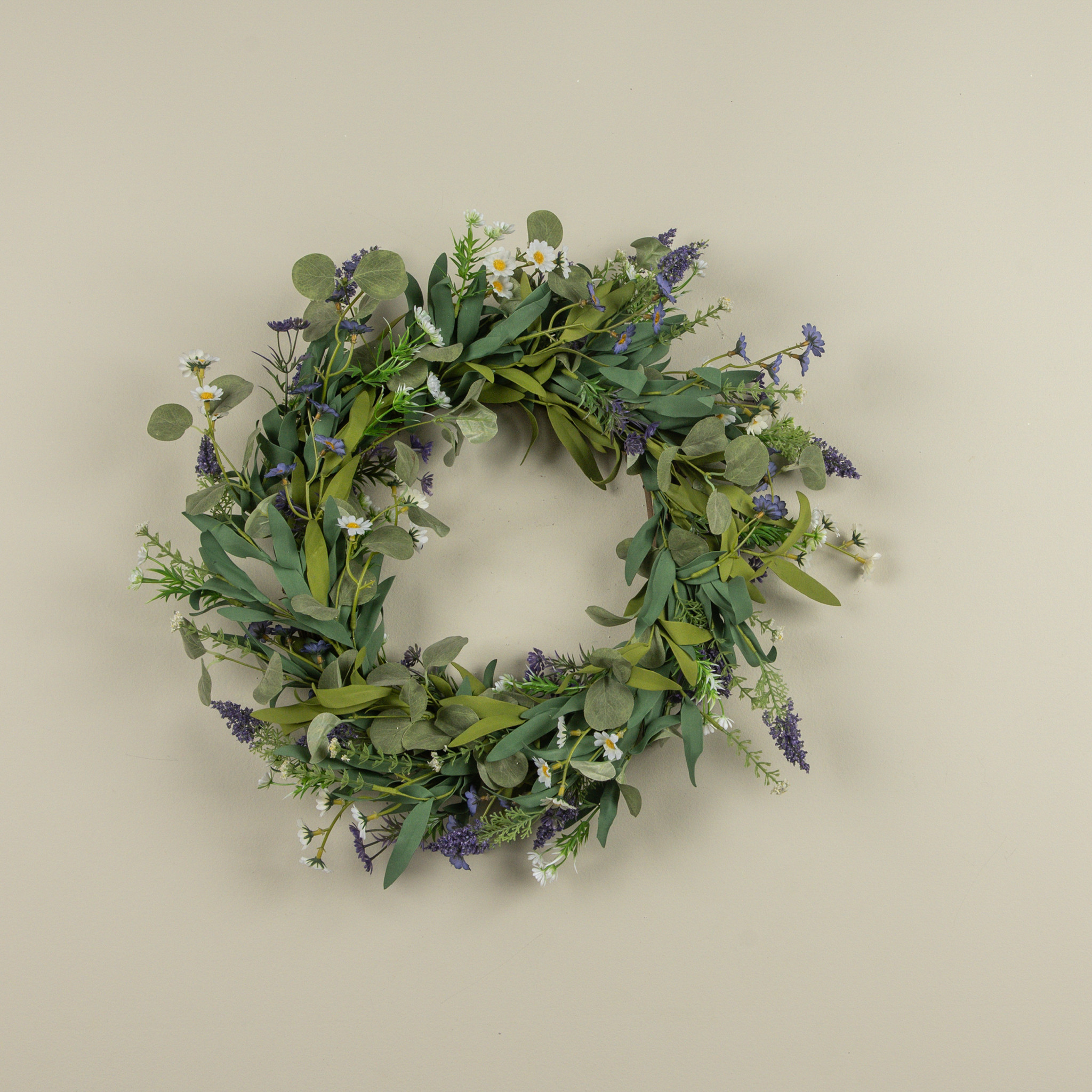 Purple & White Mixed Spring Wreath, 20", photo 3 of 4