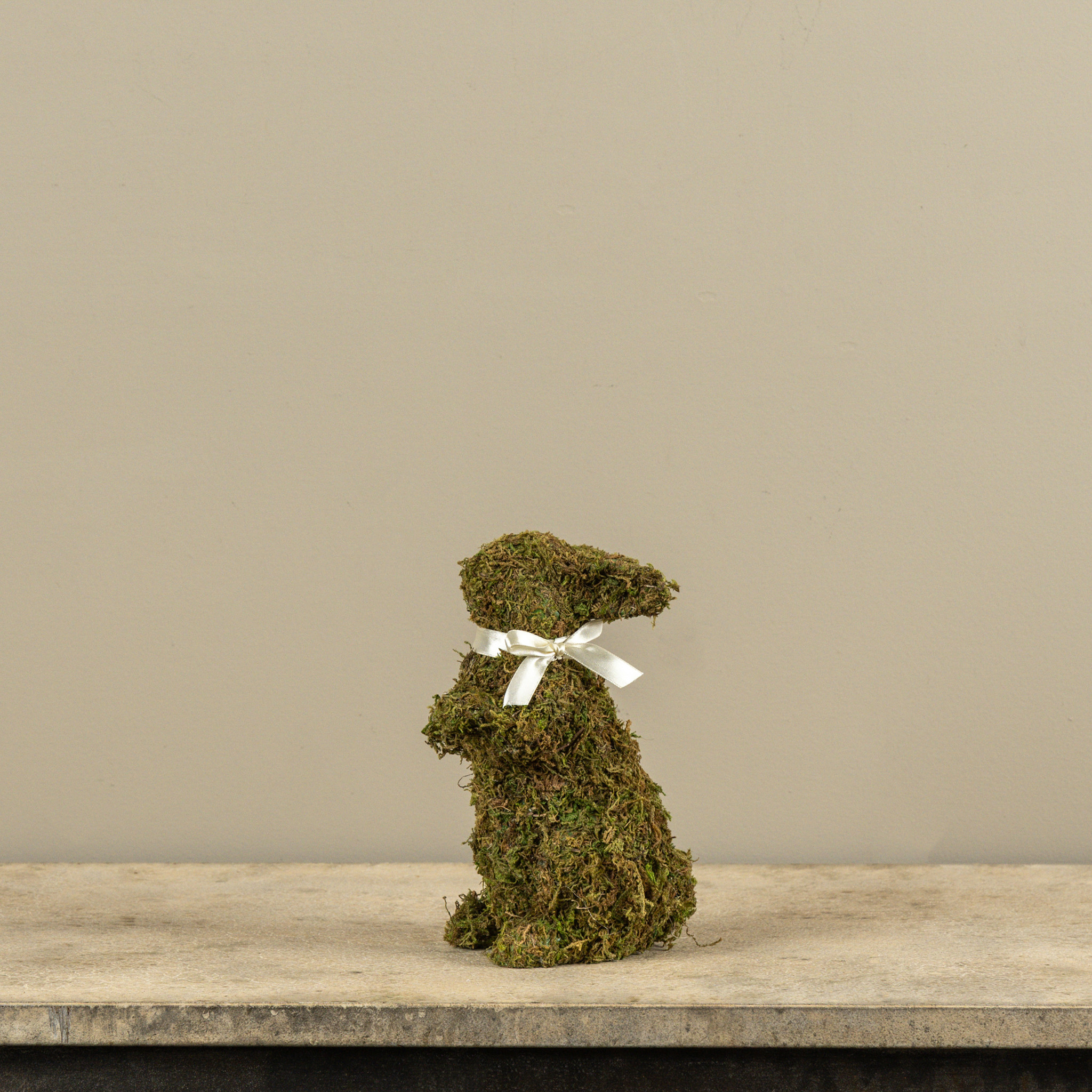 Standing Moss Bunny with Cream Bow, photo 2 of 2