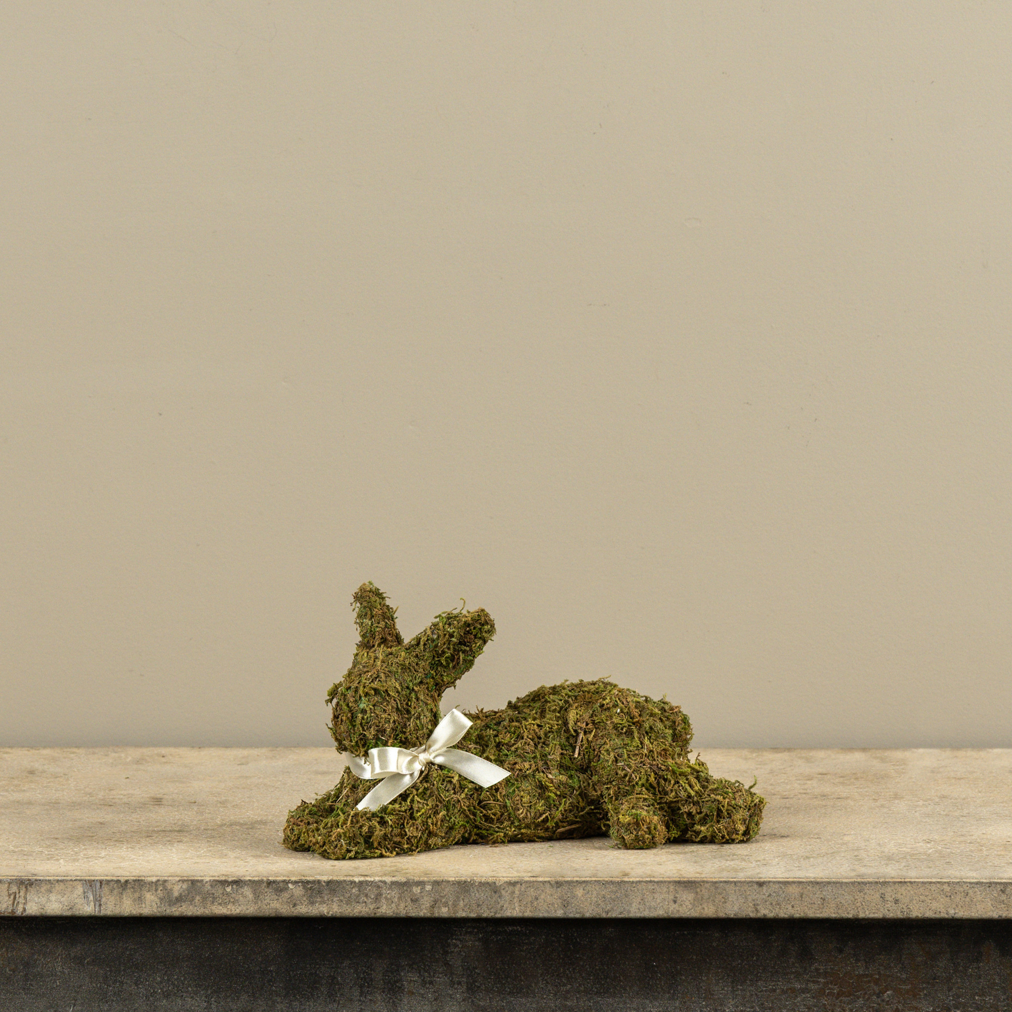 Laying Moss Bunny with Cream Bow, photo 2 of 2