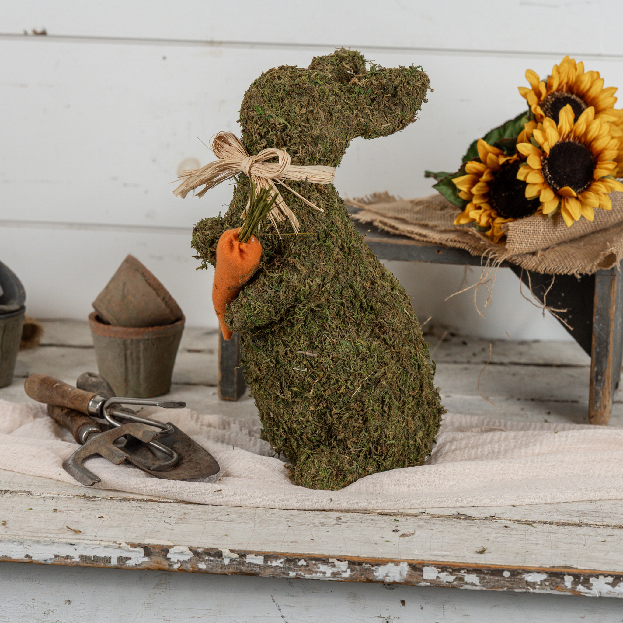 Moss Bunny with Carrot, 15"
