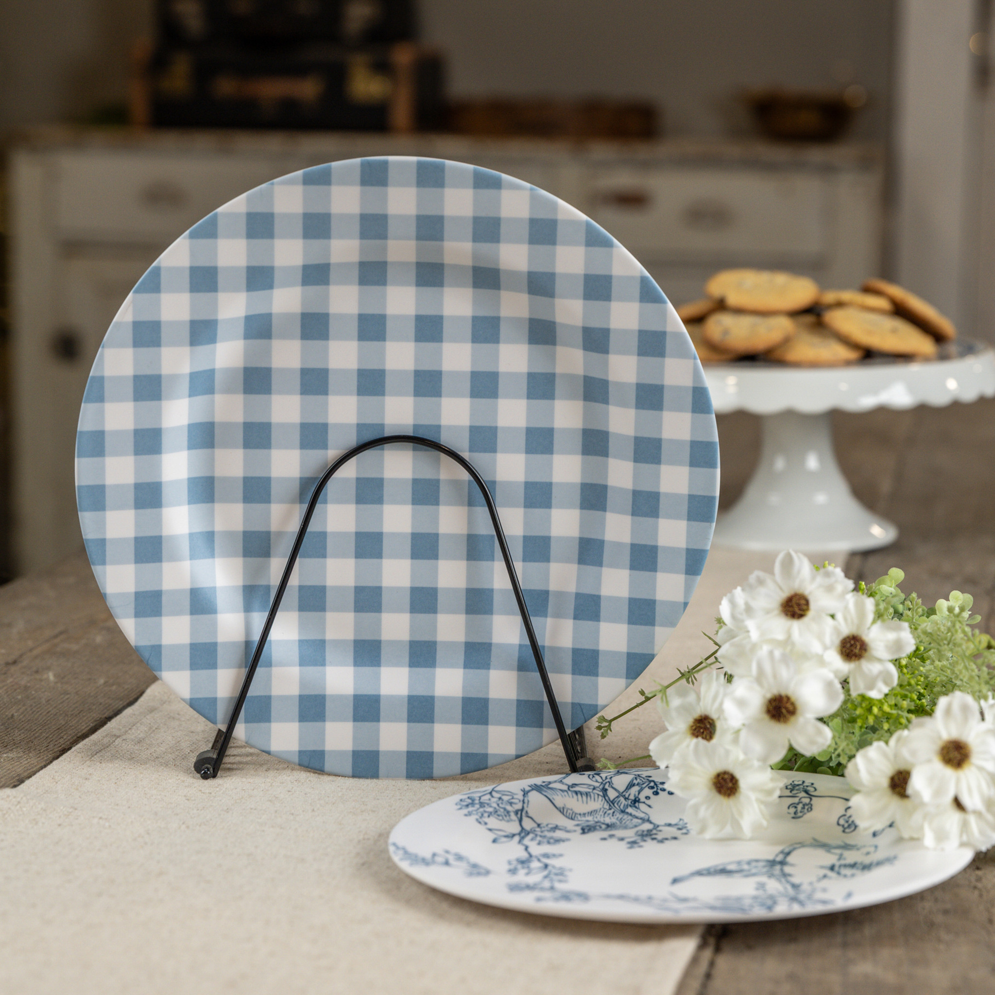 Blue & White Gingham Charger