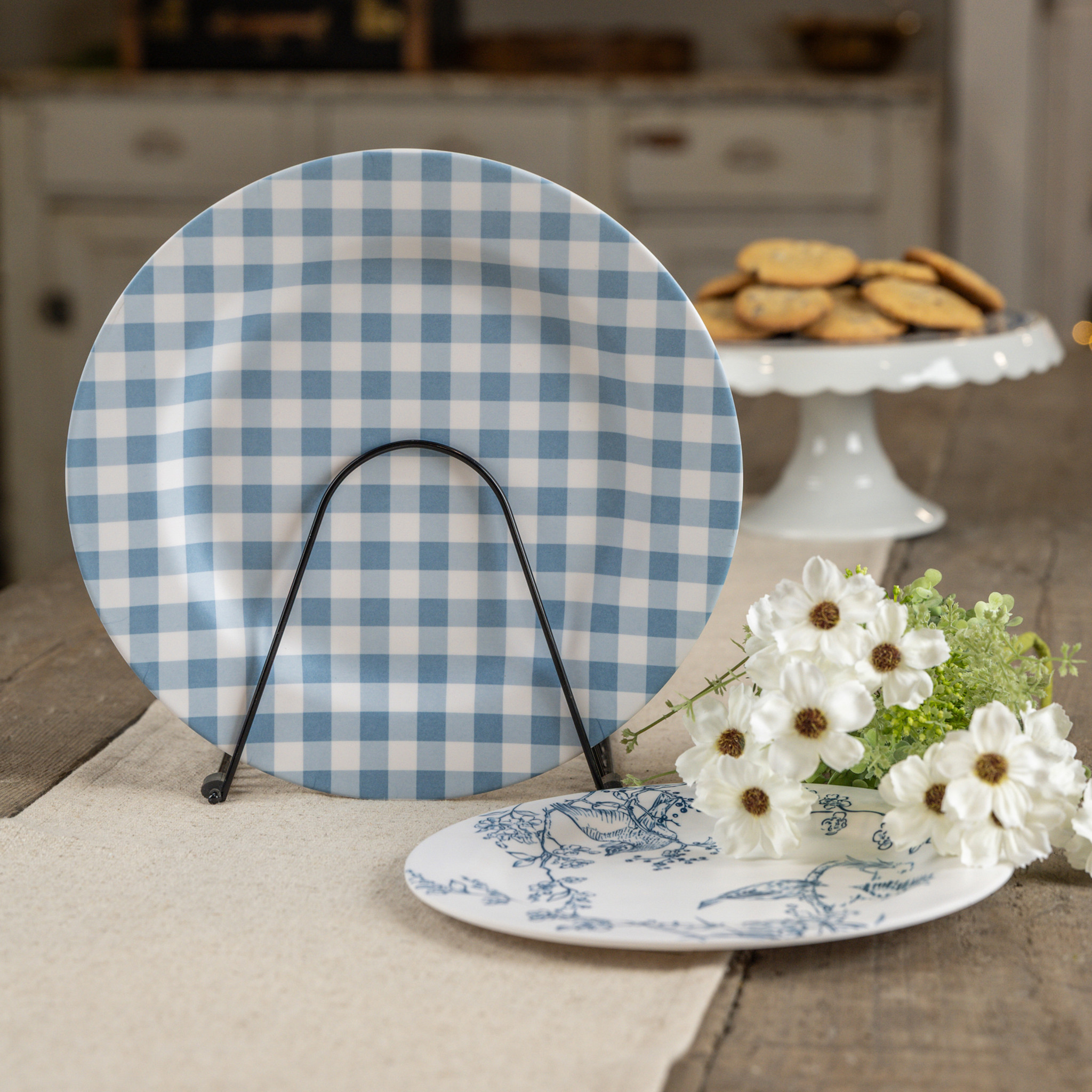 Blue & White Gingham Charger, photo 3 of 3