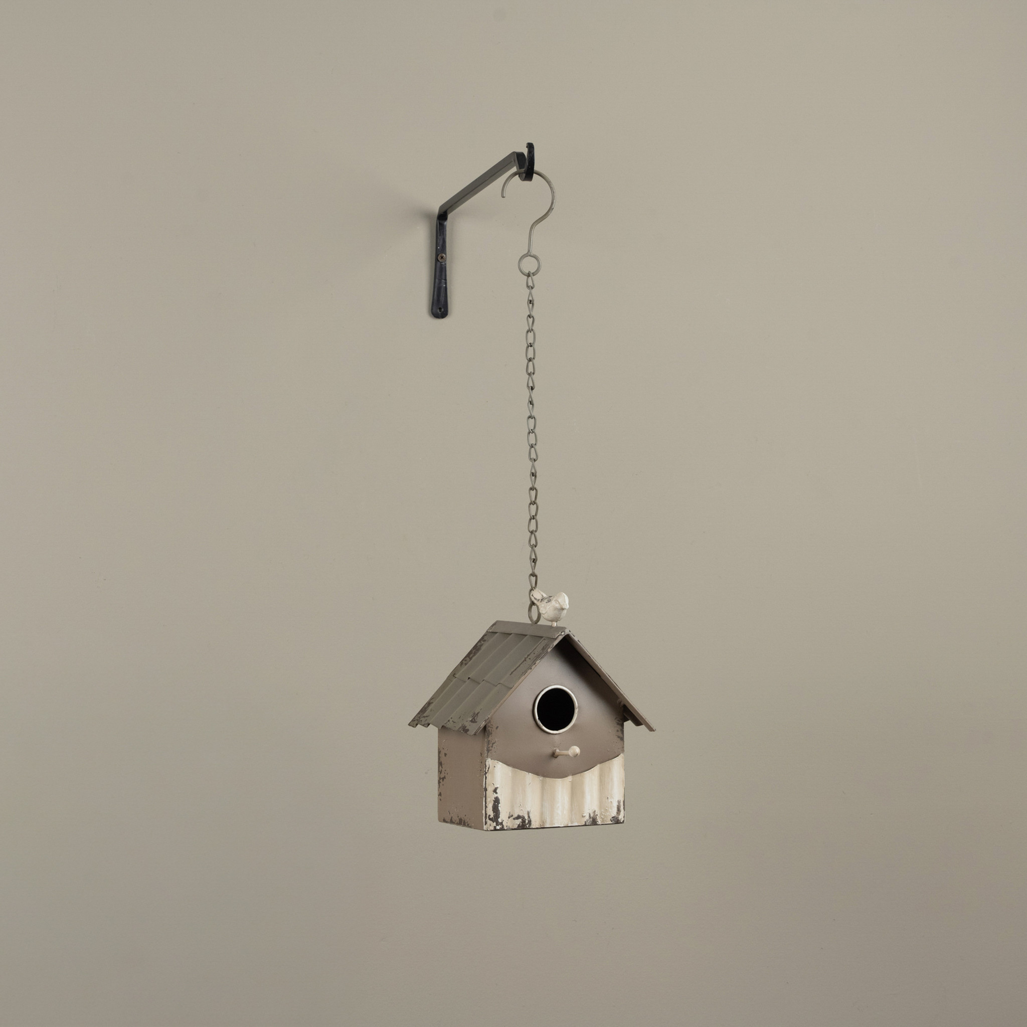 Cream & Tan Birdhouse with Bird, photo 2 of 2