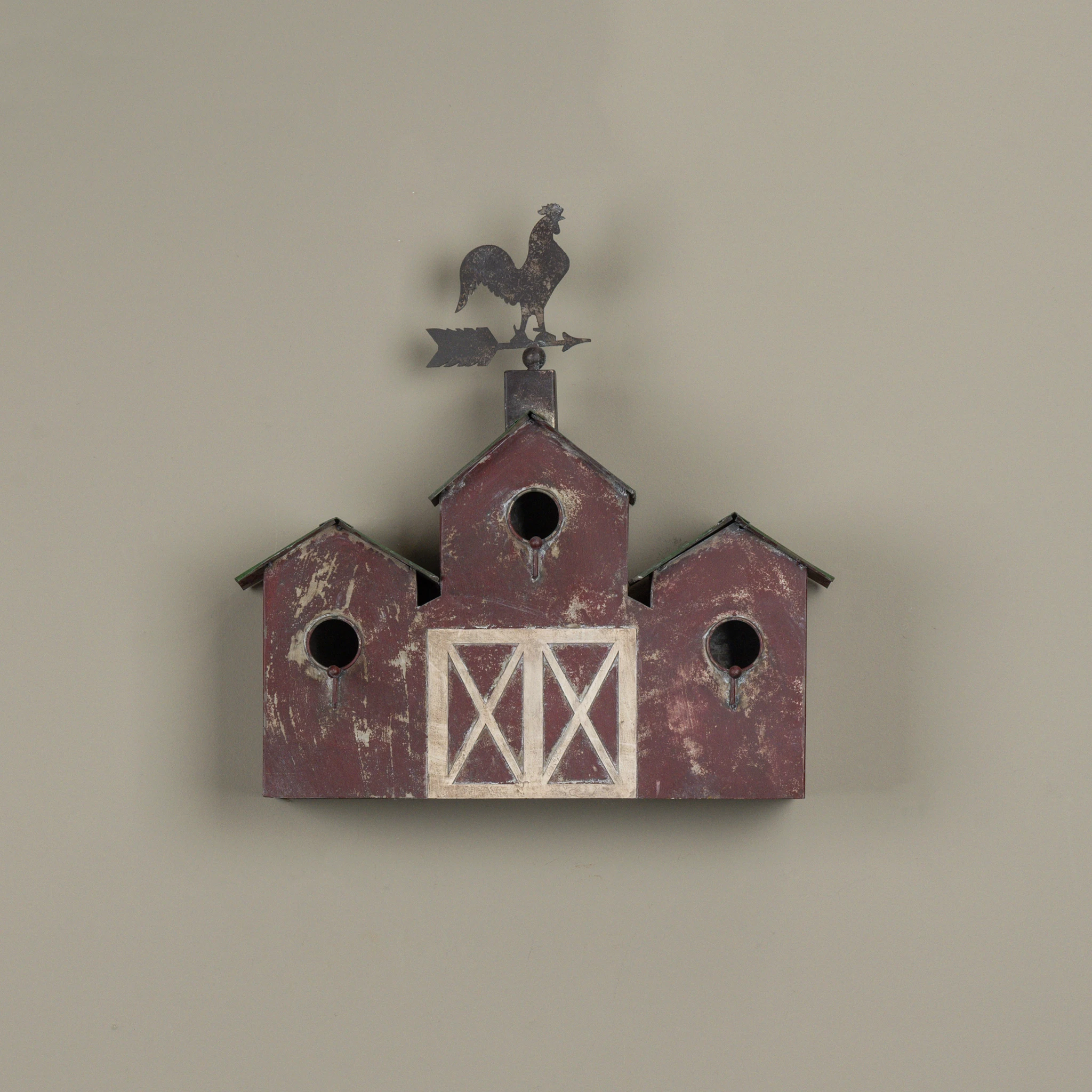 Red Triple Barn Birdhouse, photo 2 of 3