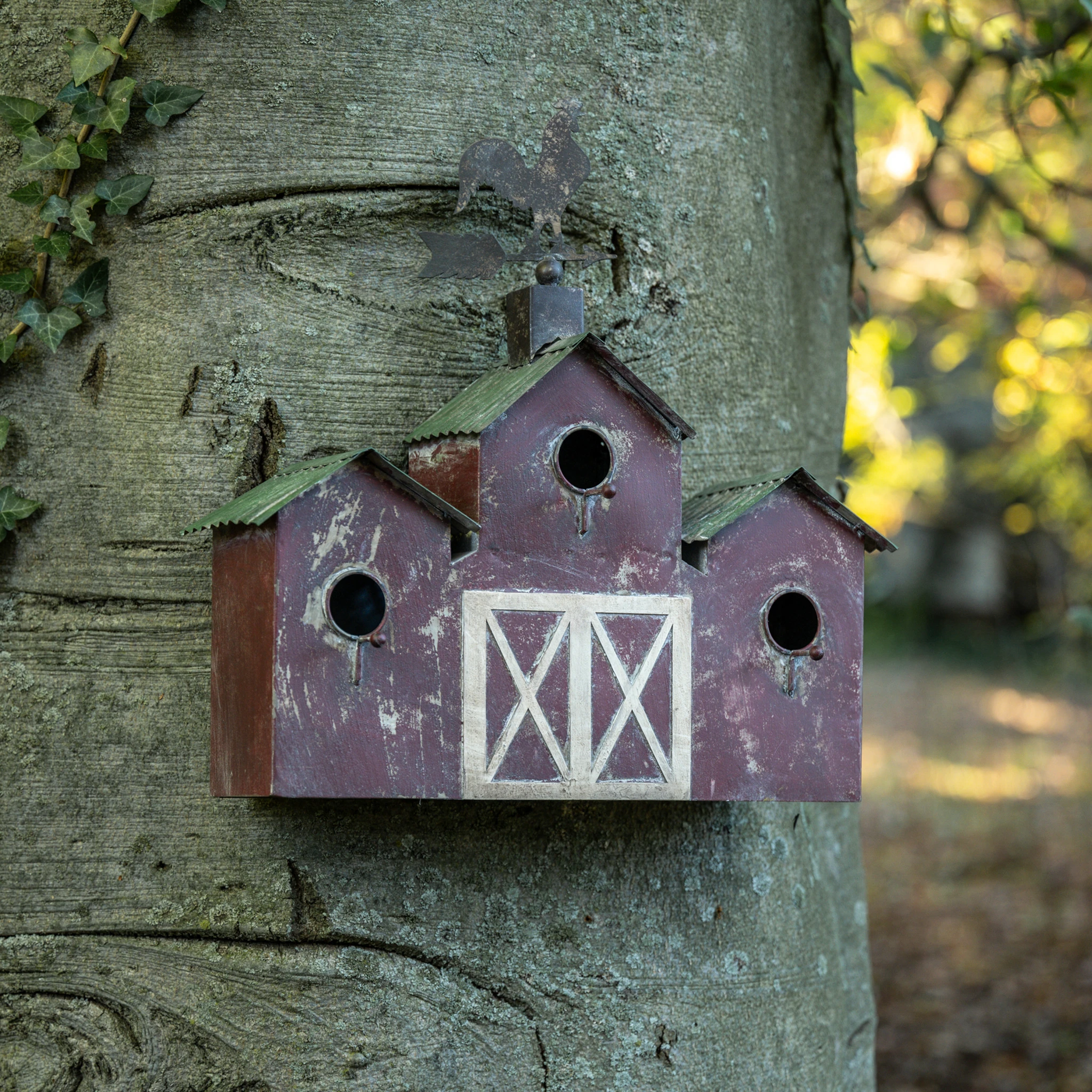 Red Triple Barn Birdhouse