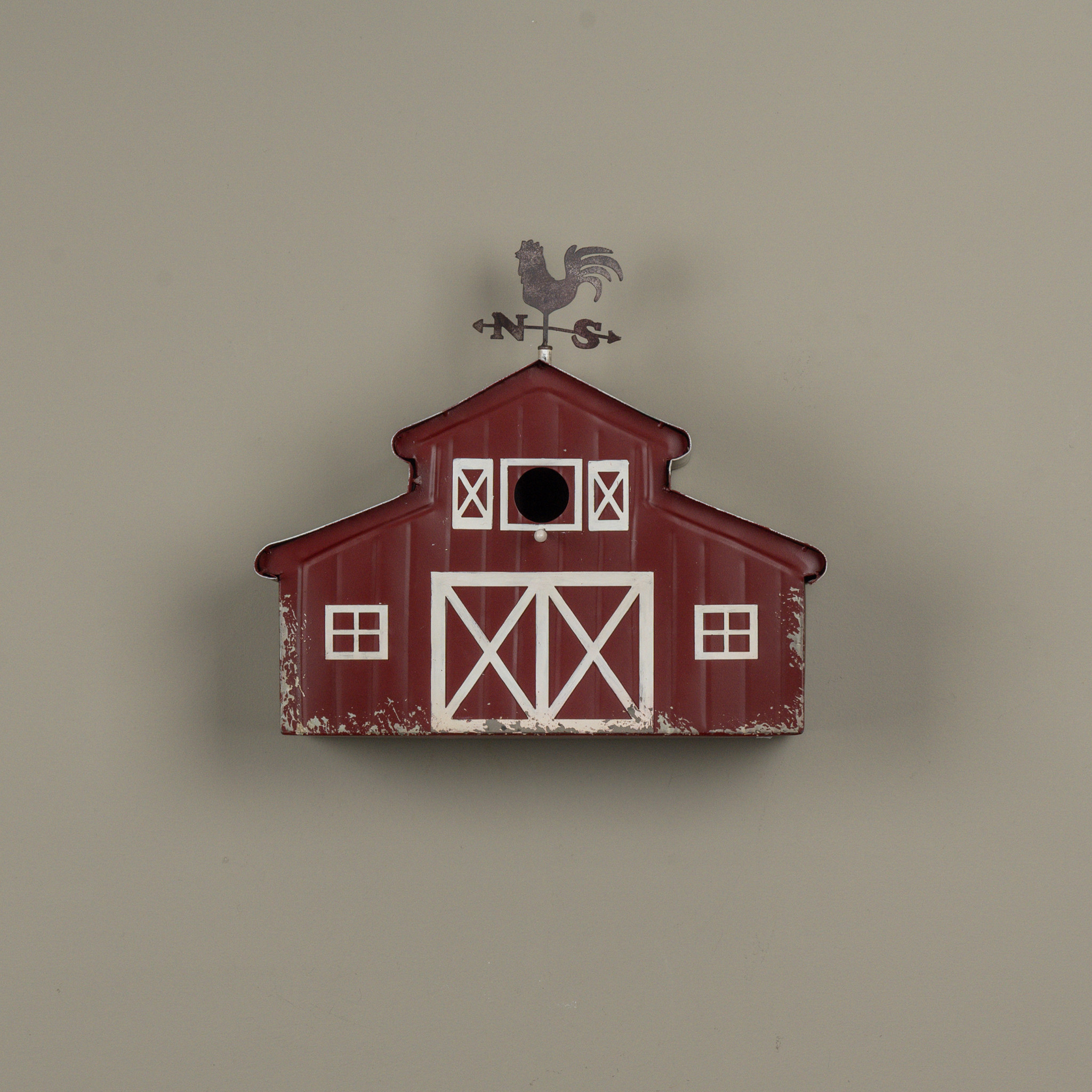 Red Barn Birdhouse with Rooster Weathervane, photo 2 of 3