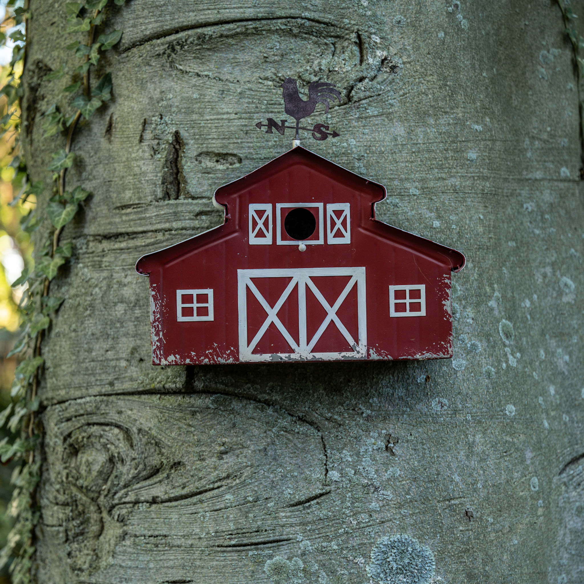 Red Barn Birdhouse with Rooster Weathervane, photo 3 of 3