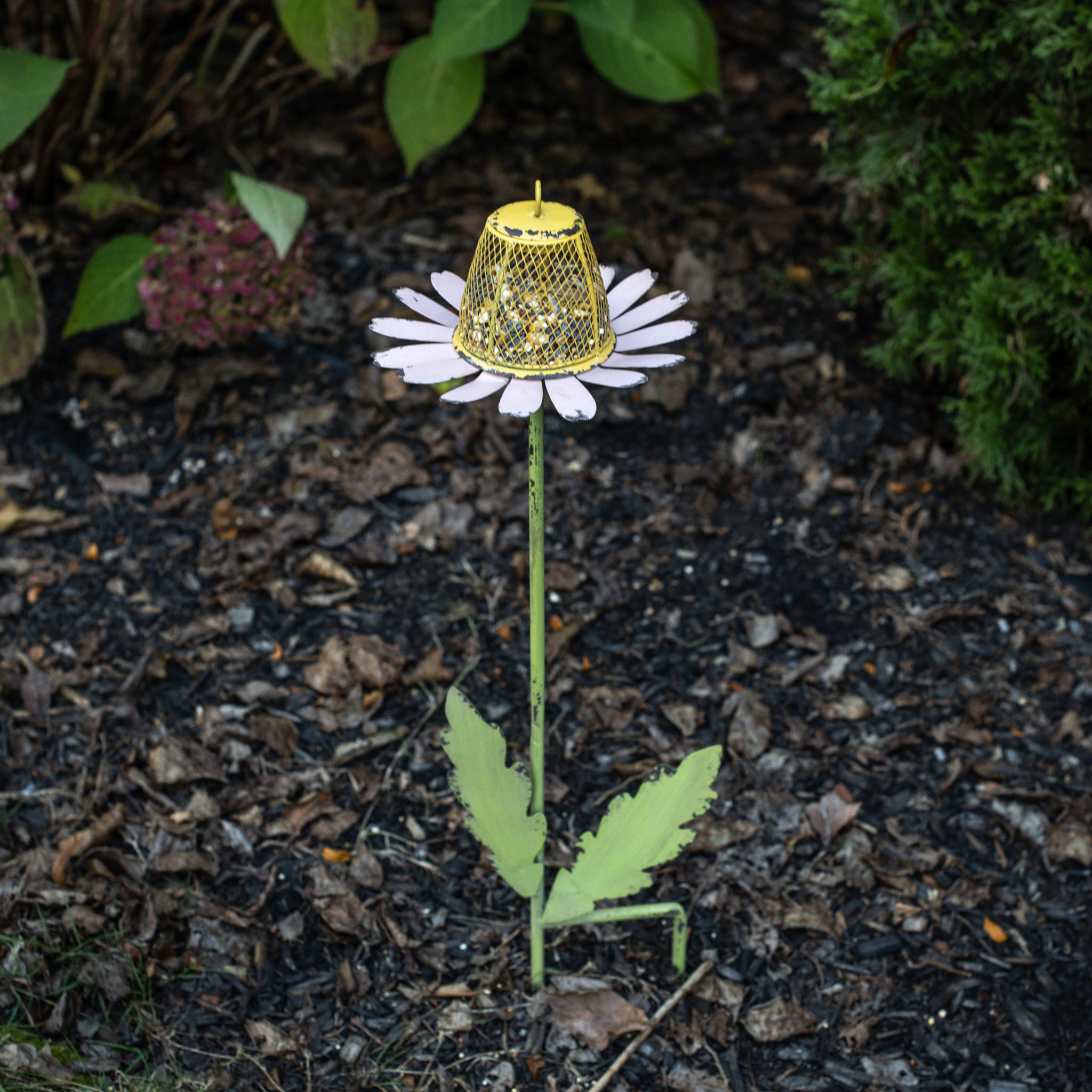 Pink Daisy Bird Feeder Stake