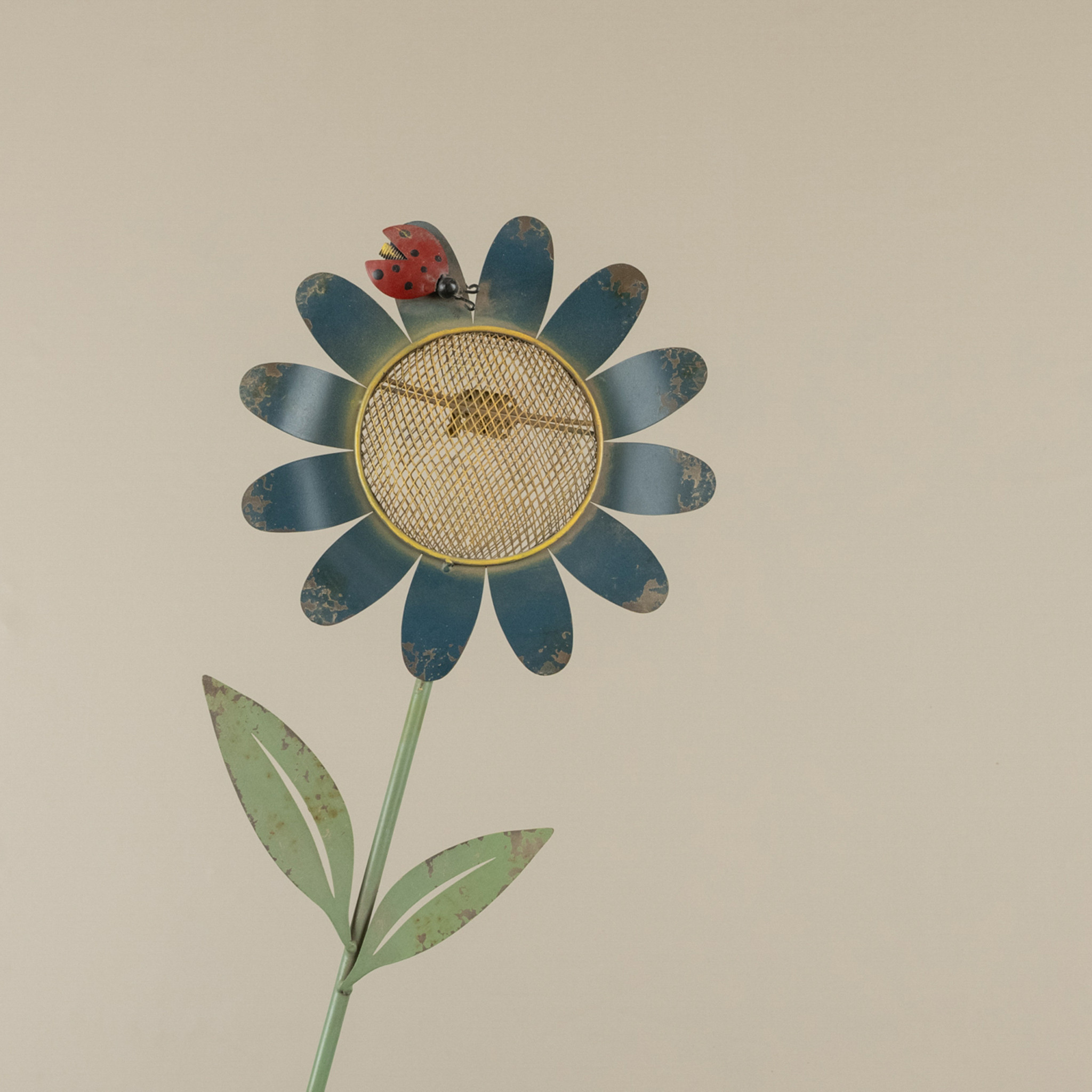 Blue Daisy Bird Feeder Stake with Ladybug, photo 2 of 4