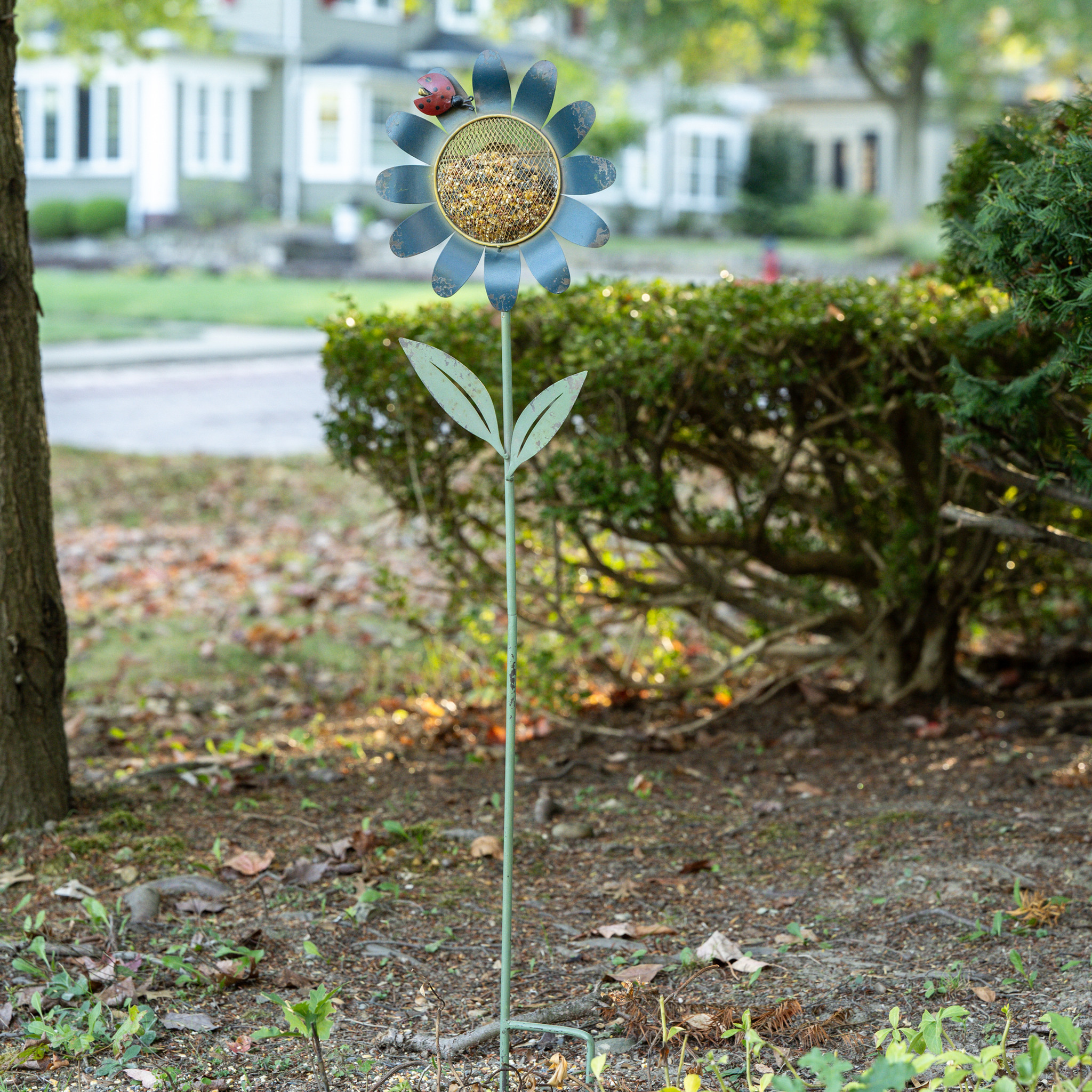 Blue Daisy Bird Feeder Stake with Ladybug, photo 4 of 4