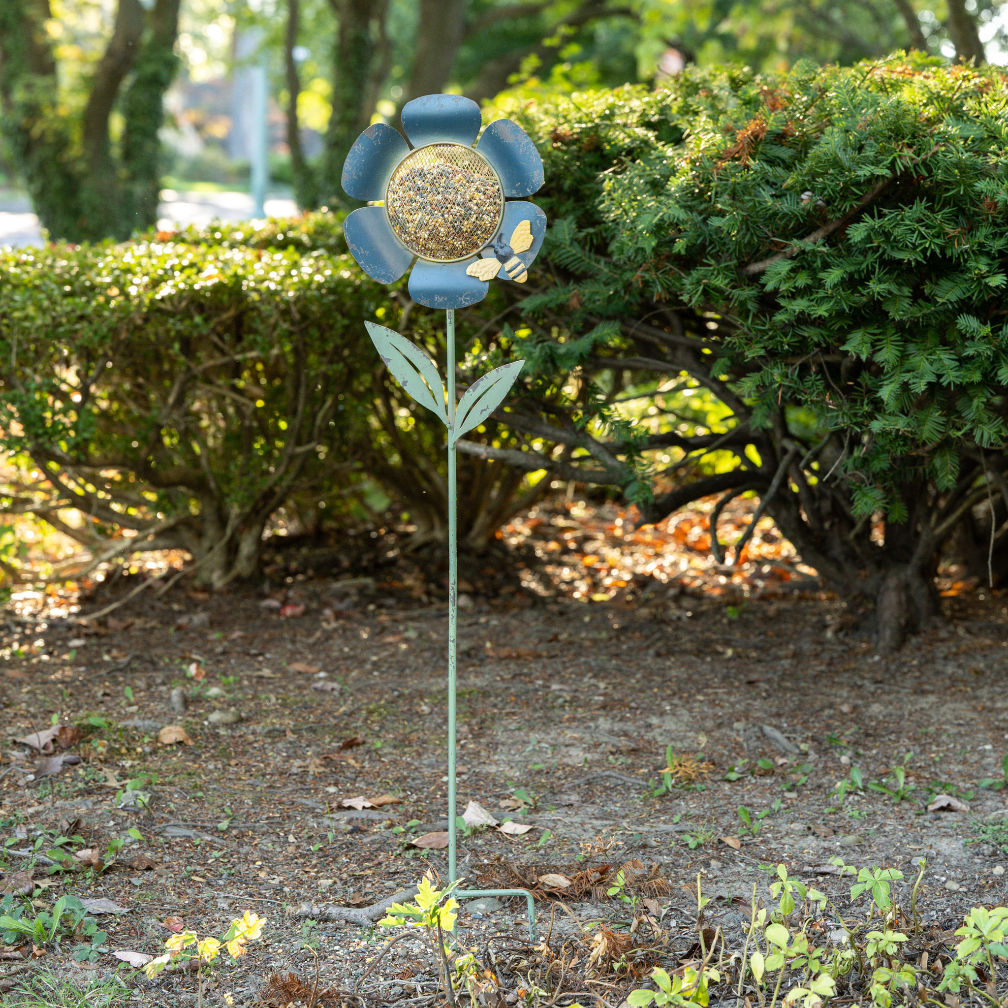Blue Flower Bird Feeder Stake with Bee, photo 4 of 4