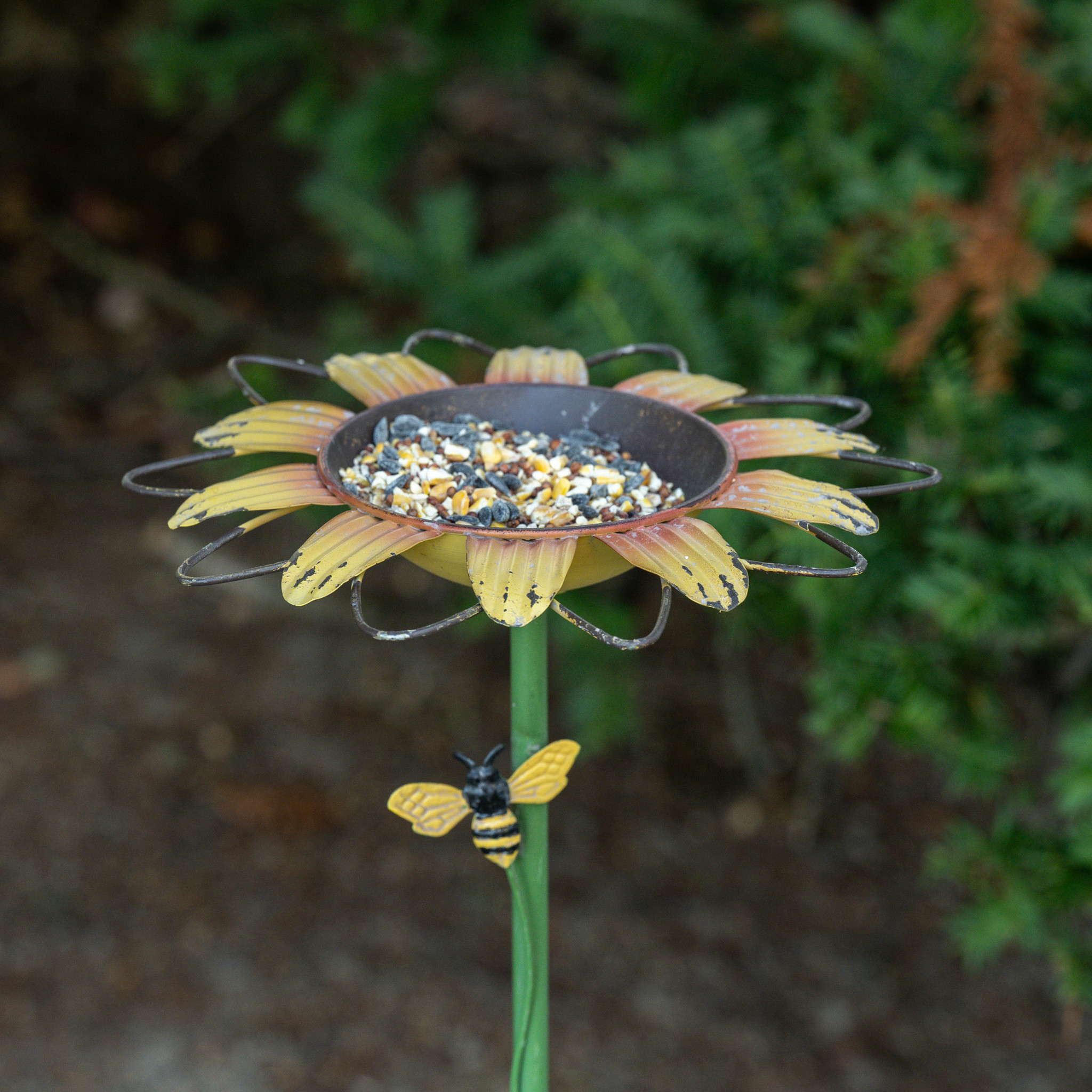 Sunflower Bowl Bird Feeder Stake