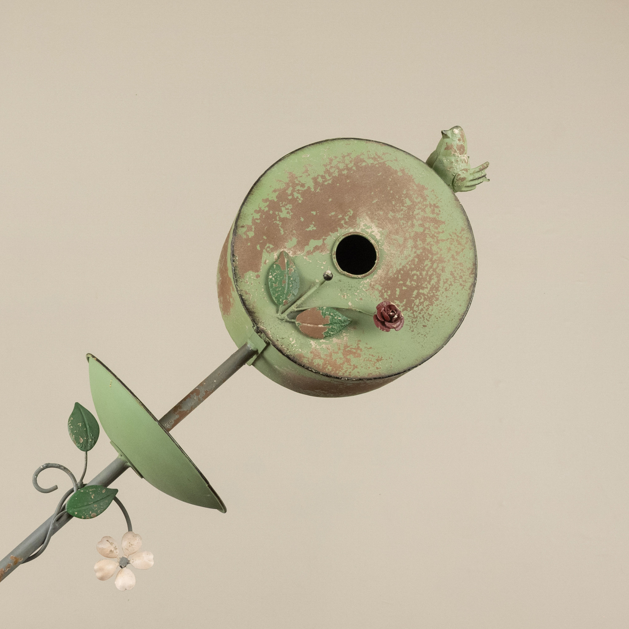 Green Birdhouse with Feeder Stake, photo 2 of 4