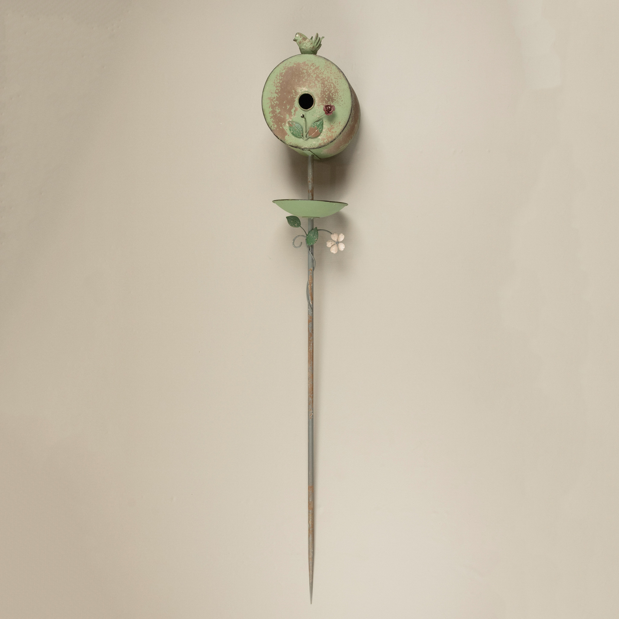 Green Birdhouse with Feeder Stake, photo 3 of 4