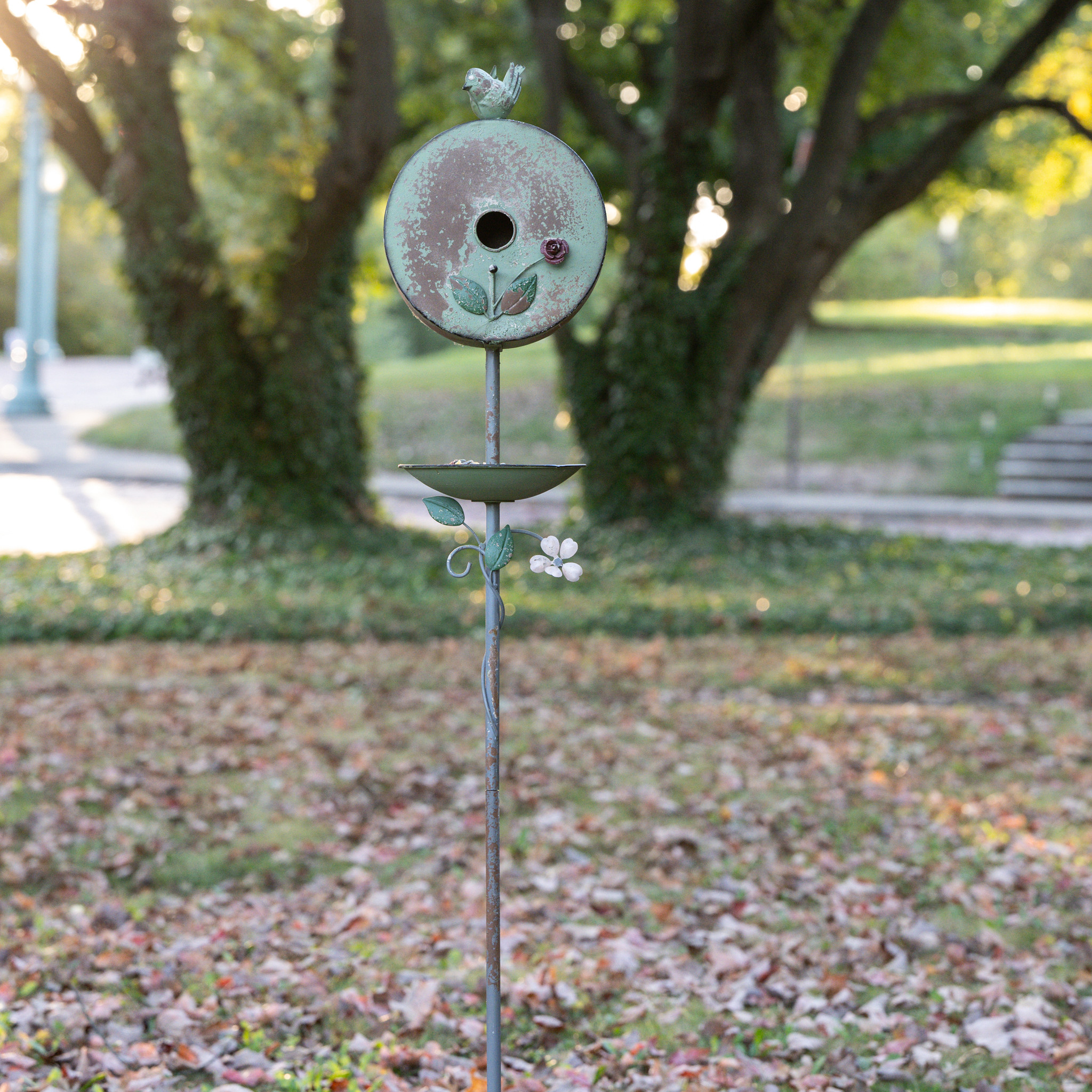 Green Birdhouse with Feeder Stake, photo 4 of 4