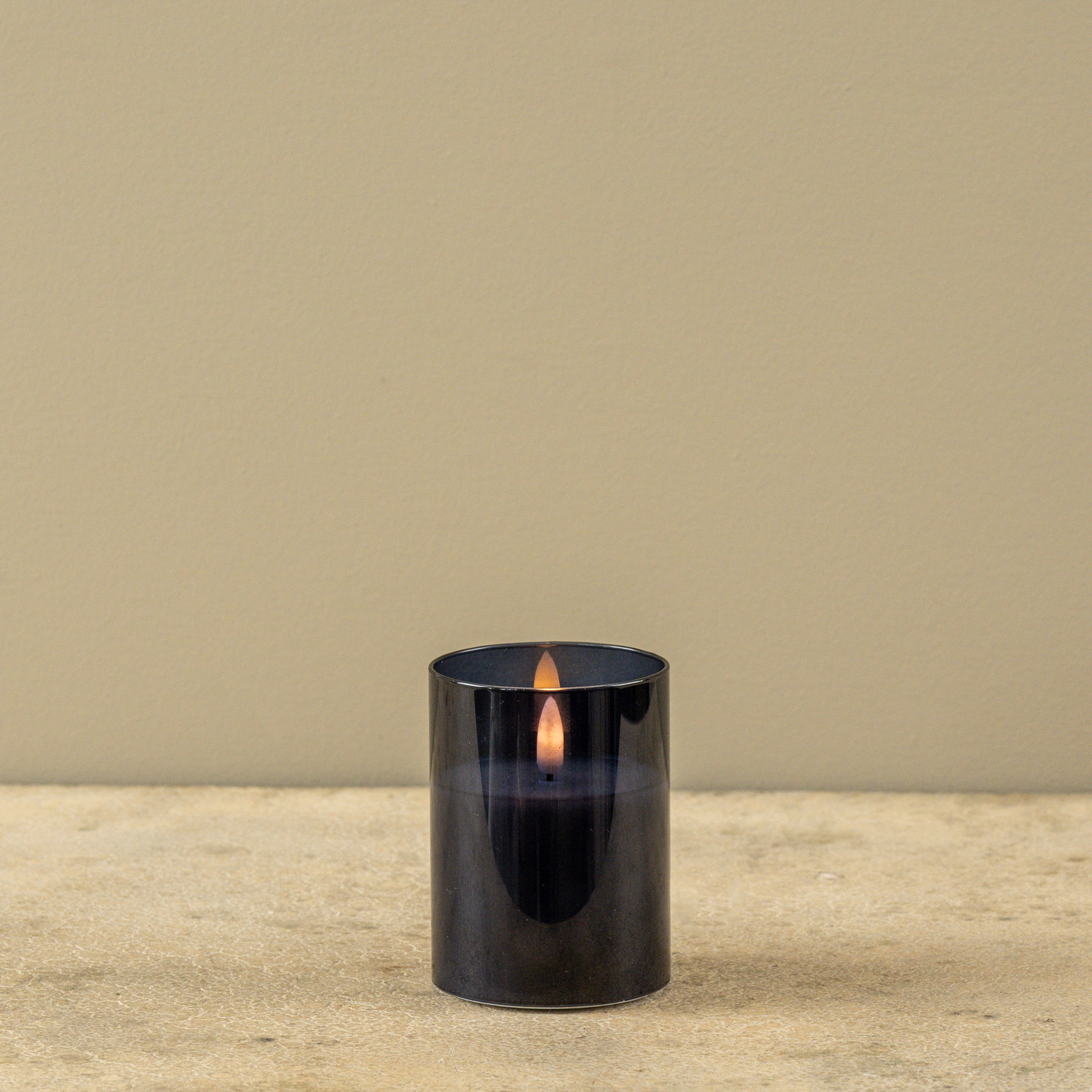 Flameless Navy Glass Candle, 4", photo 2 of 4