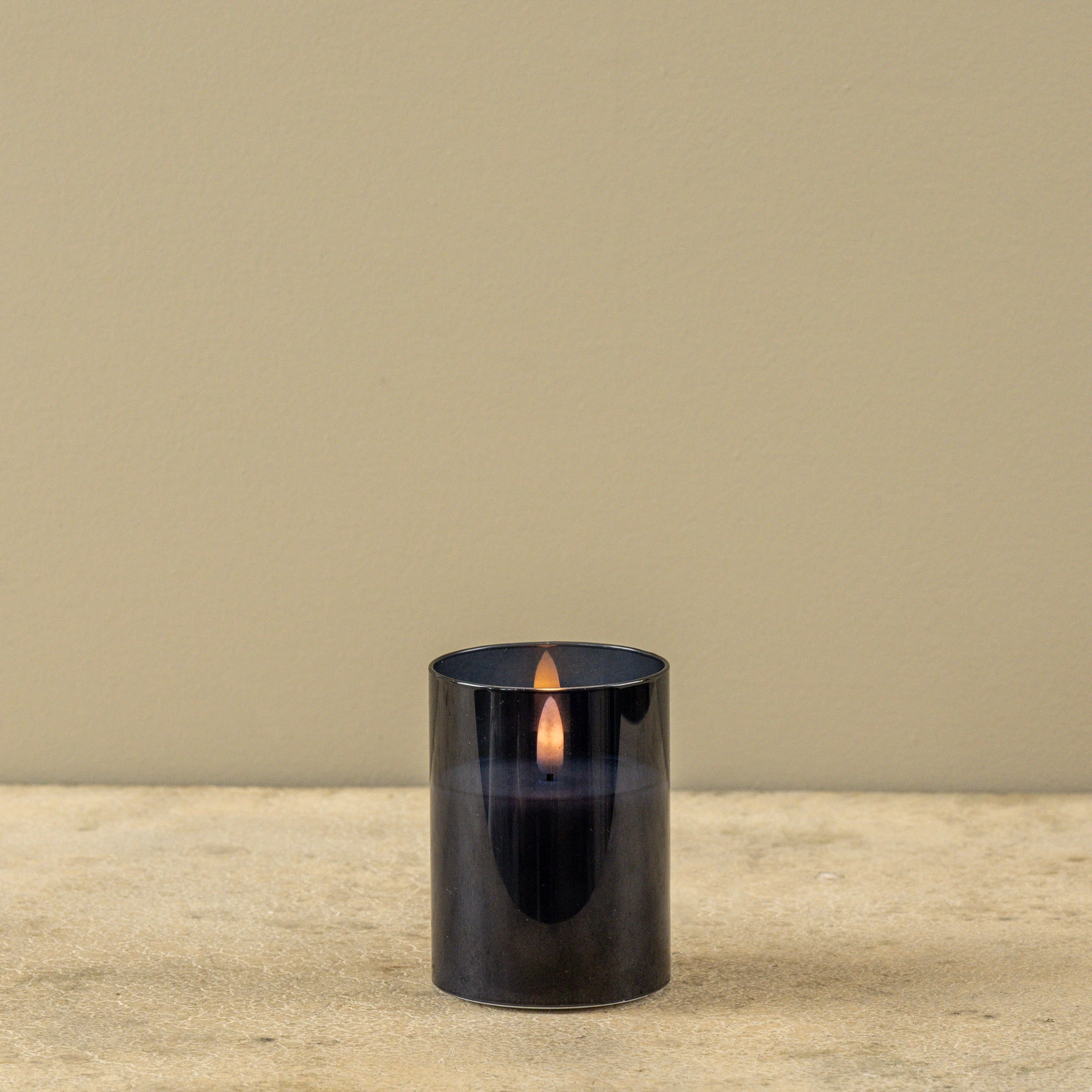 Flameless Navy Glass Candle, 4", photo 2 of 4