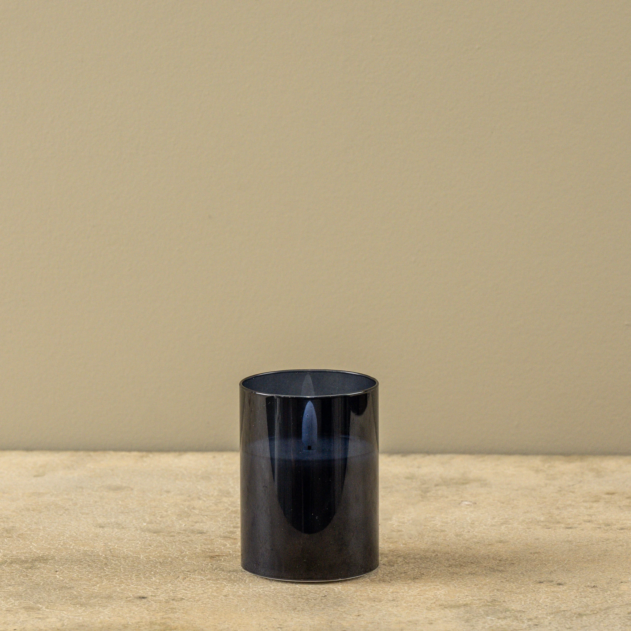 Flameless Navy Glass Candle, 4", photo 3 of 4