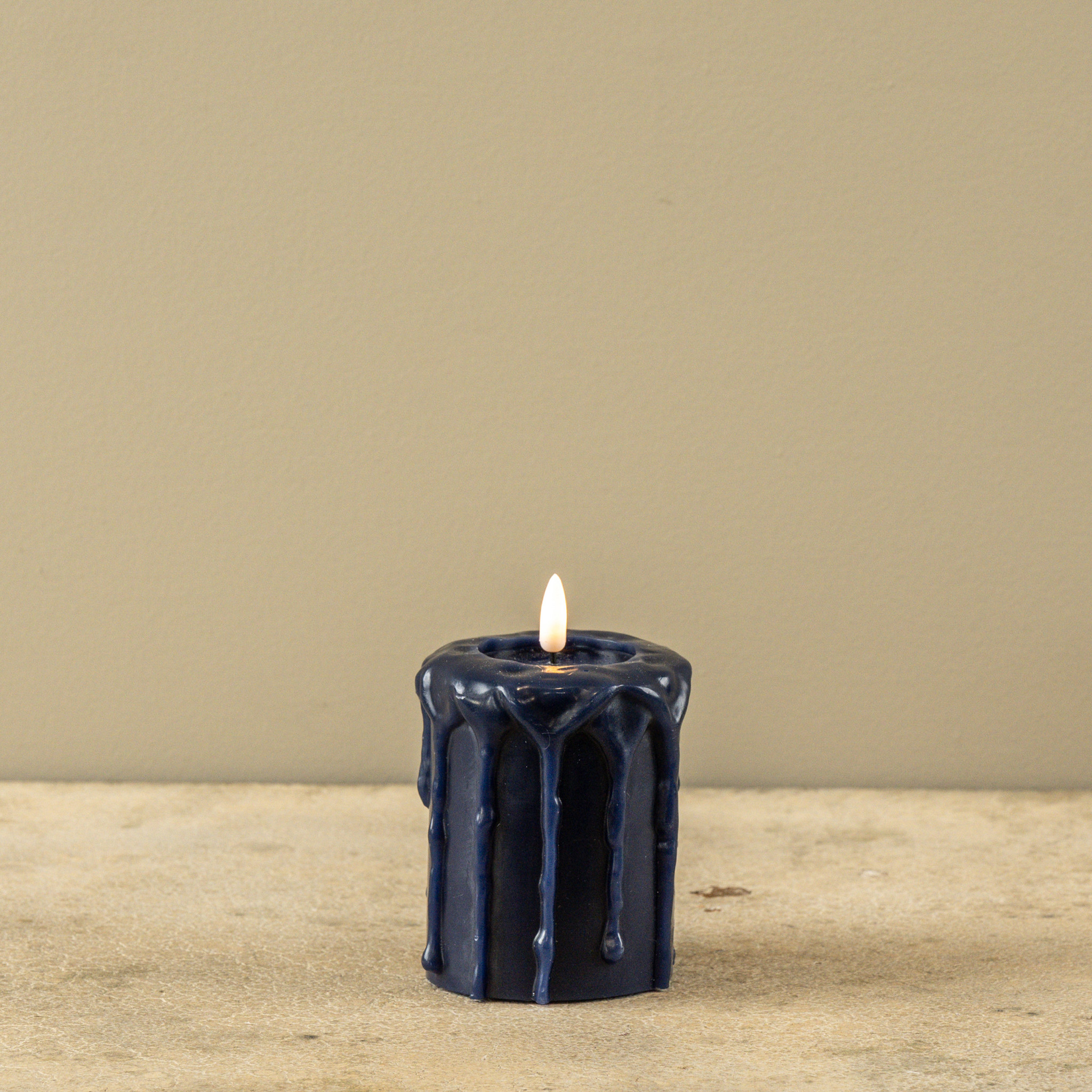 Flameless Navy Pillar Candle, 4", photo 3 of 4