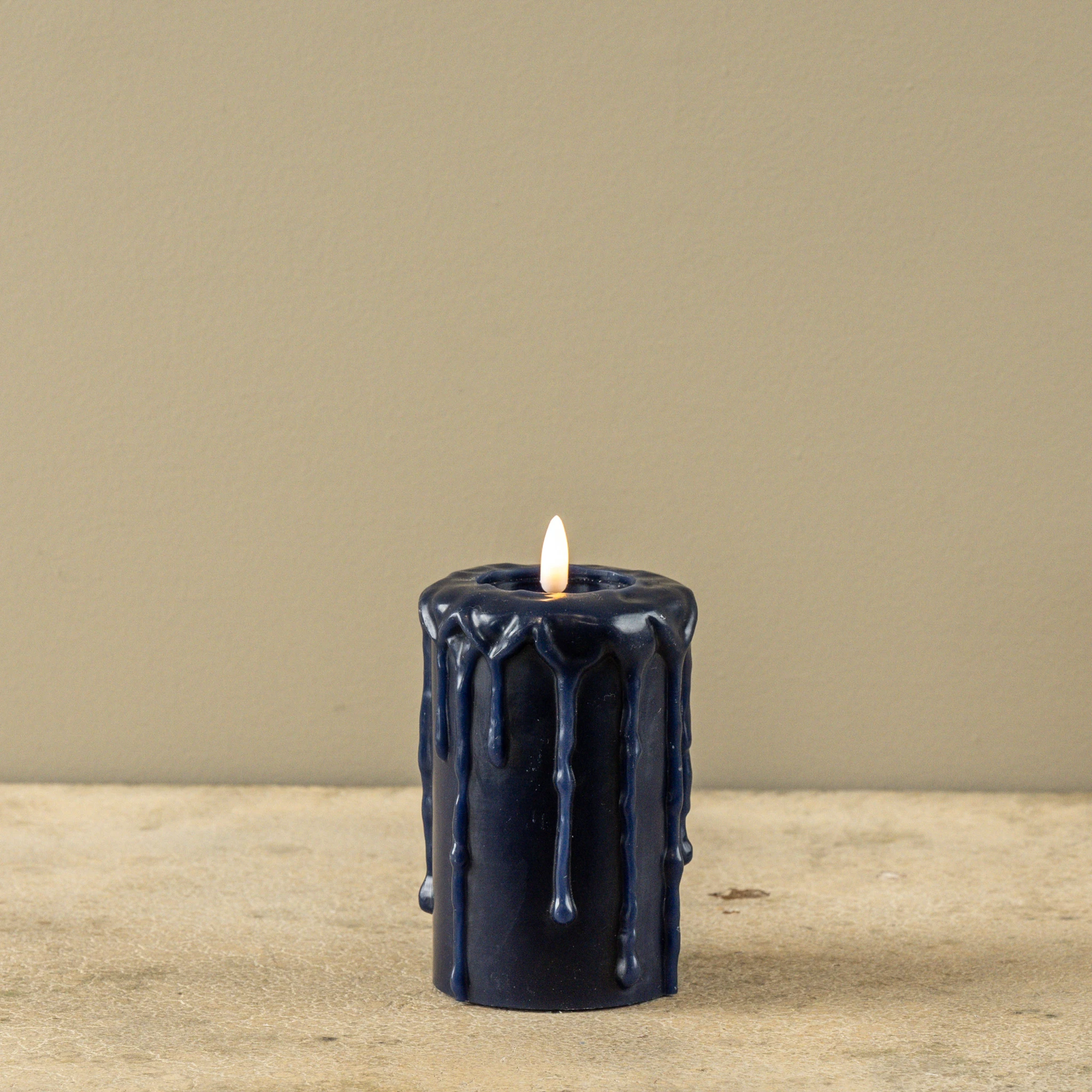 Flameless Navy Pillar Candle, 5", photo 3 of 3