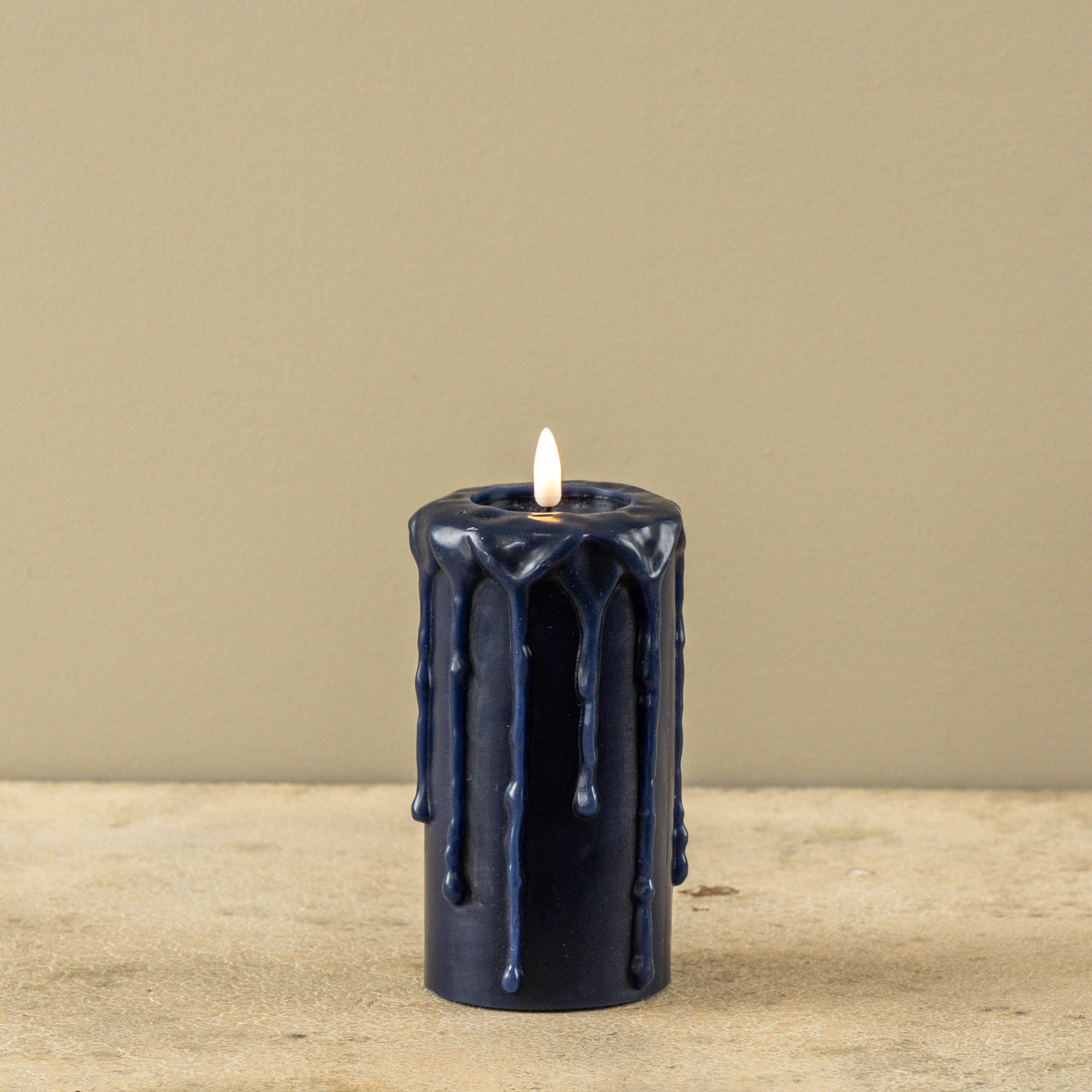 Flameless Navy Pillar Candle, 6", photo 3 of 4