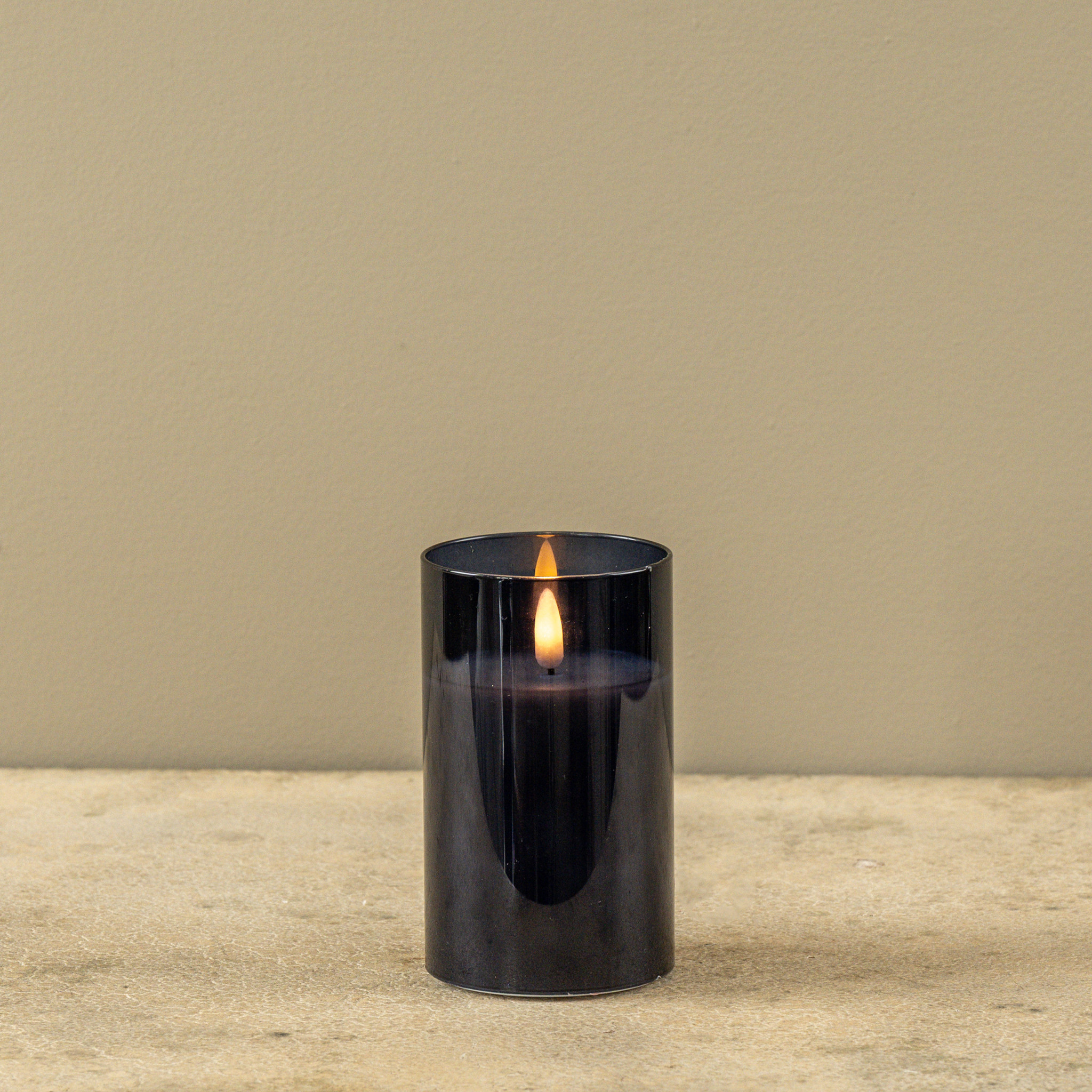 Flameless Navy Glass Candle, 5", photo 2 of 4