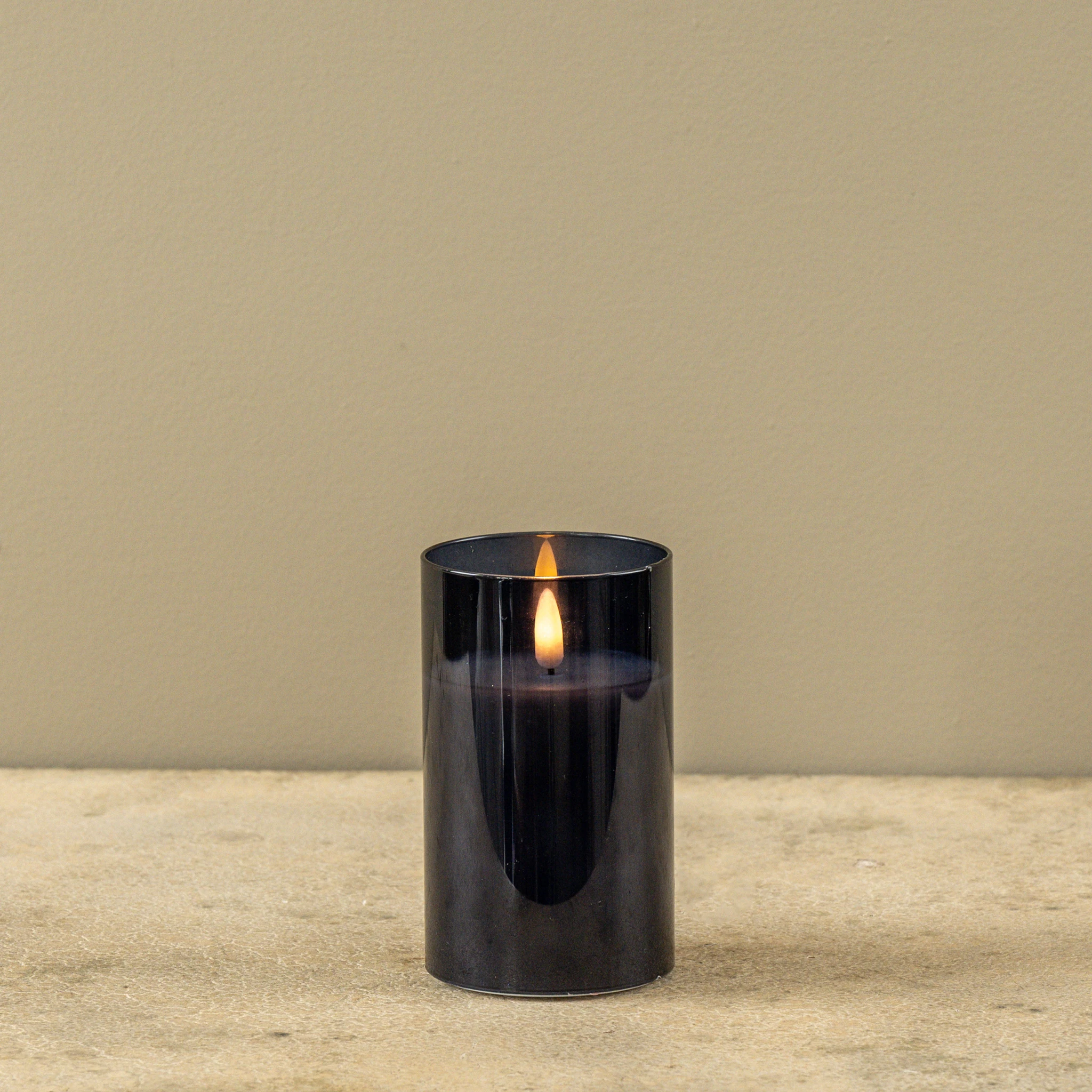 Flameless Navy Glass Candle, 5", photo 2 of 4