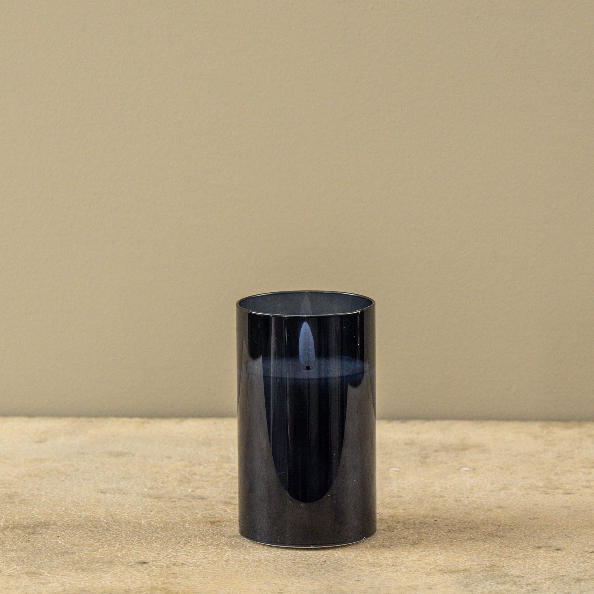 Flameless Navy Glass Candle, 5", photo 3 of 4
