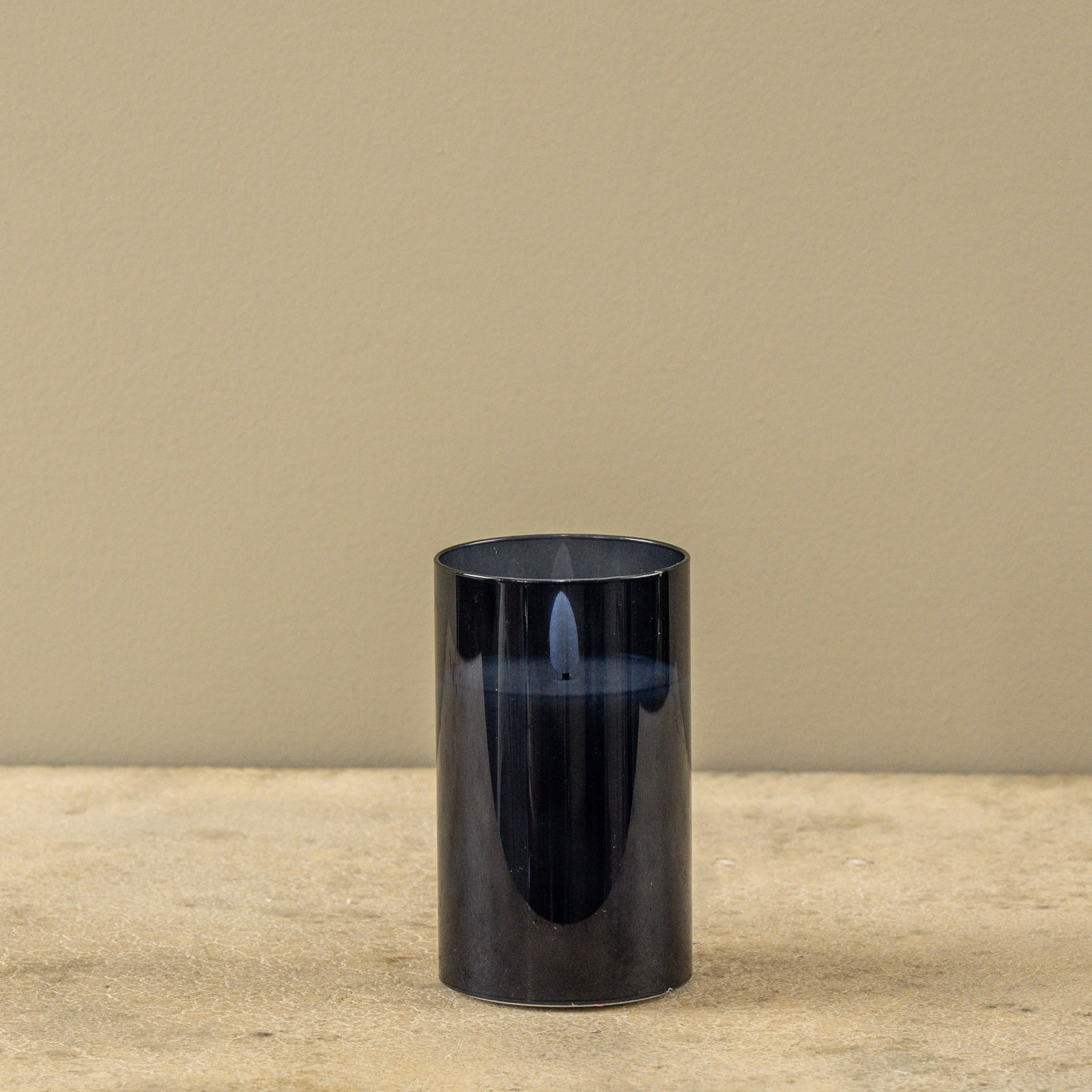 Flameless Navy Glass Candle, 5", photo 3 of 4