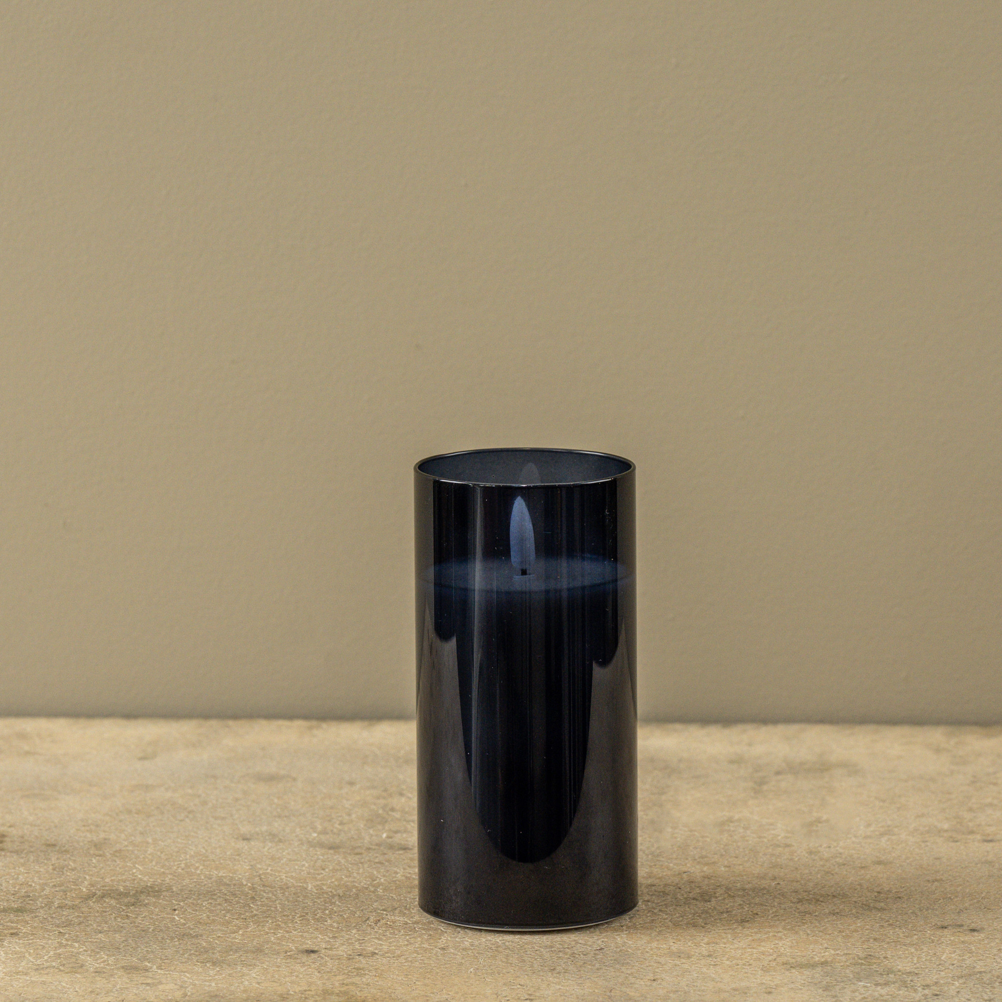 Flameless Navy Glass Candle, 6", photo 2 of 3