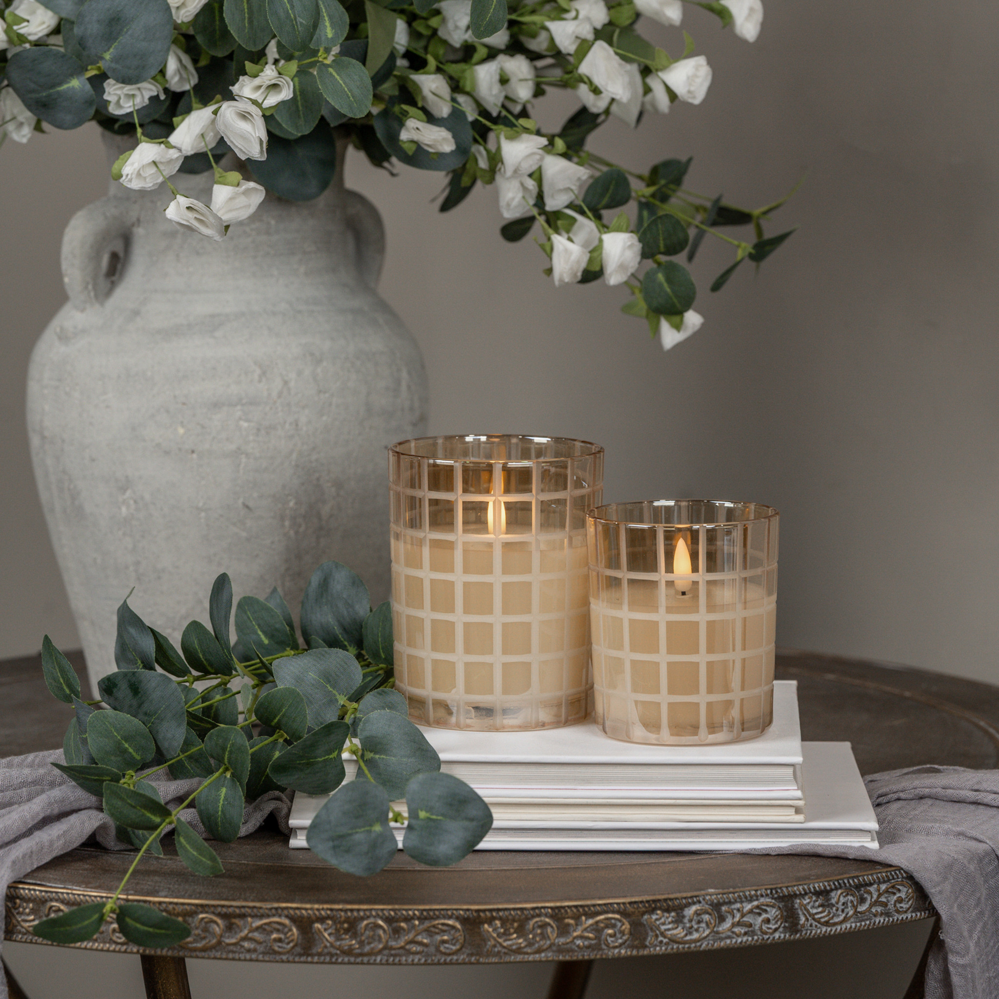 Flameless Etched Grid Champagne Candle, 4", photo 6 of 6