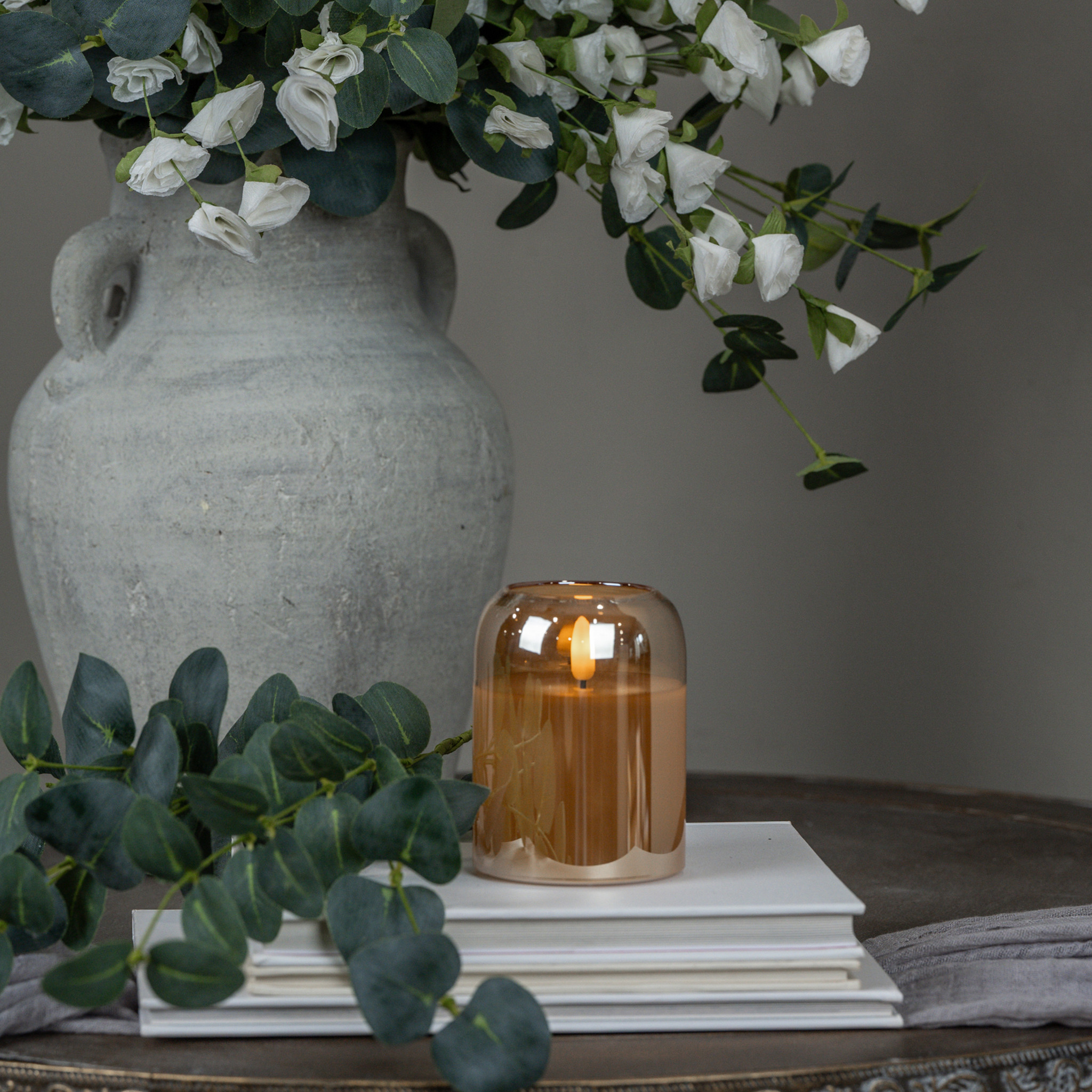 Flameless Arched Champagne Glass Candle, 4"