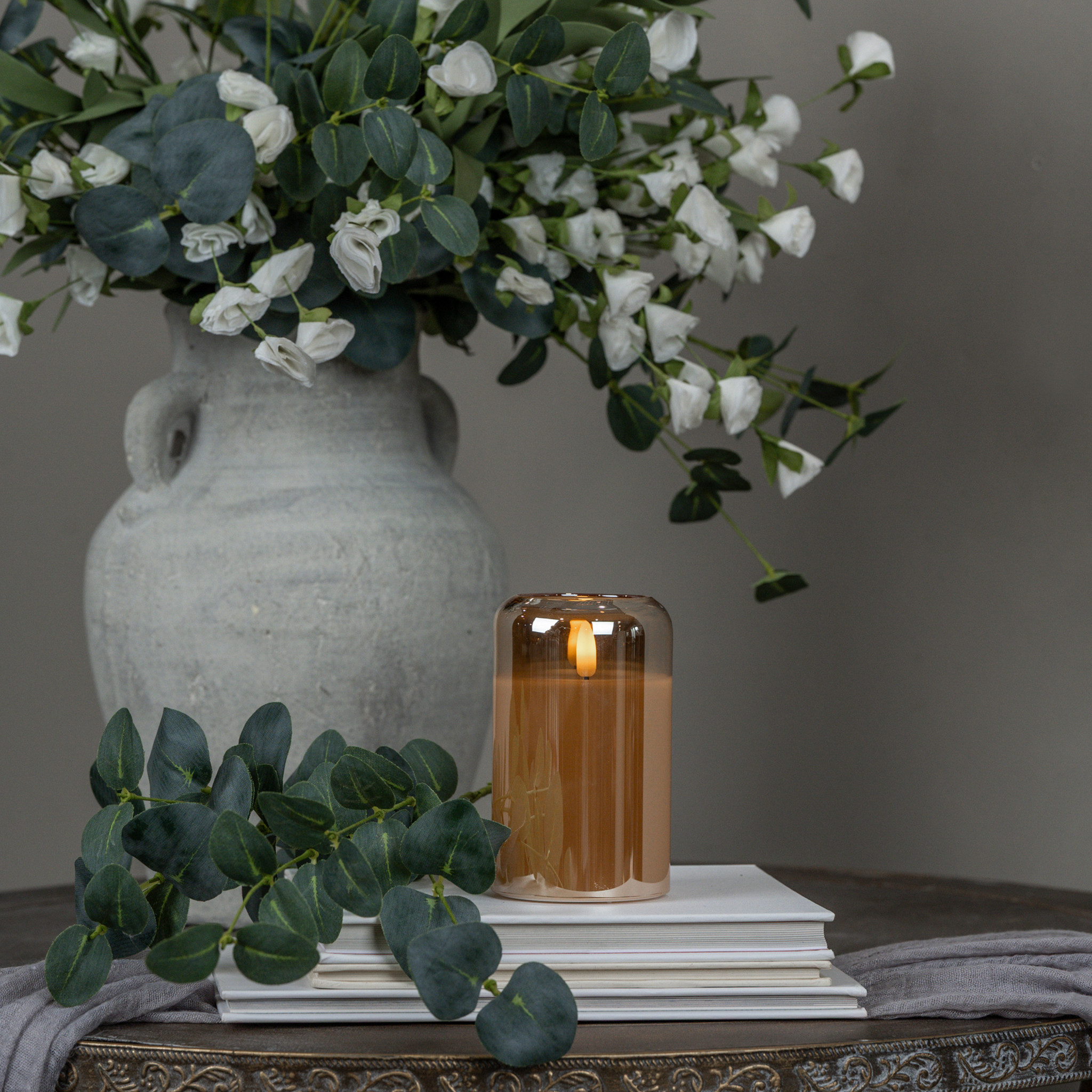 Flameless Arched Champagne Glass Candle, 5"