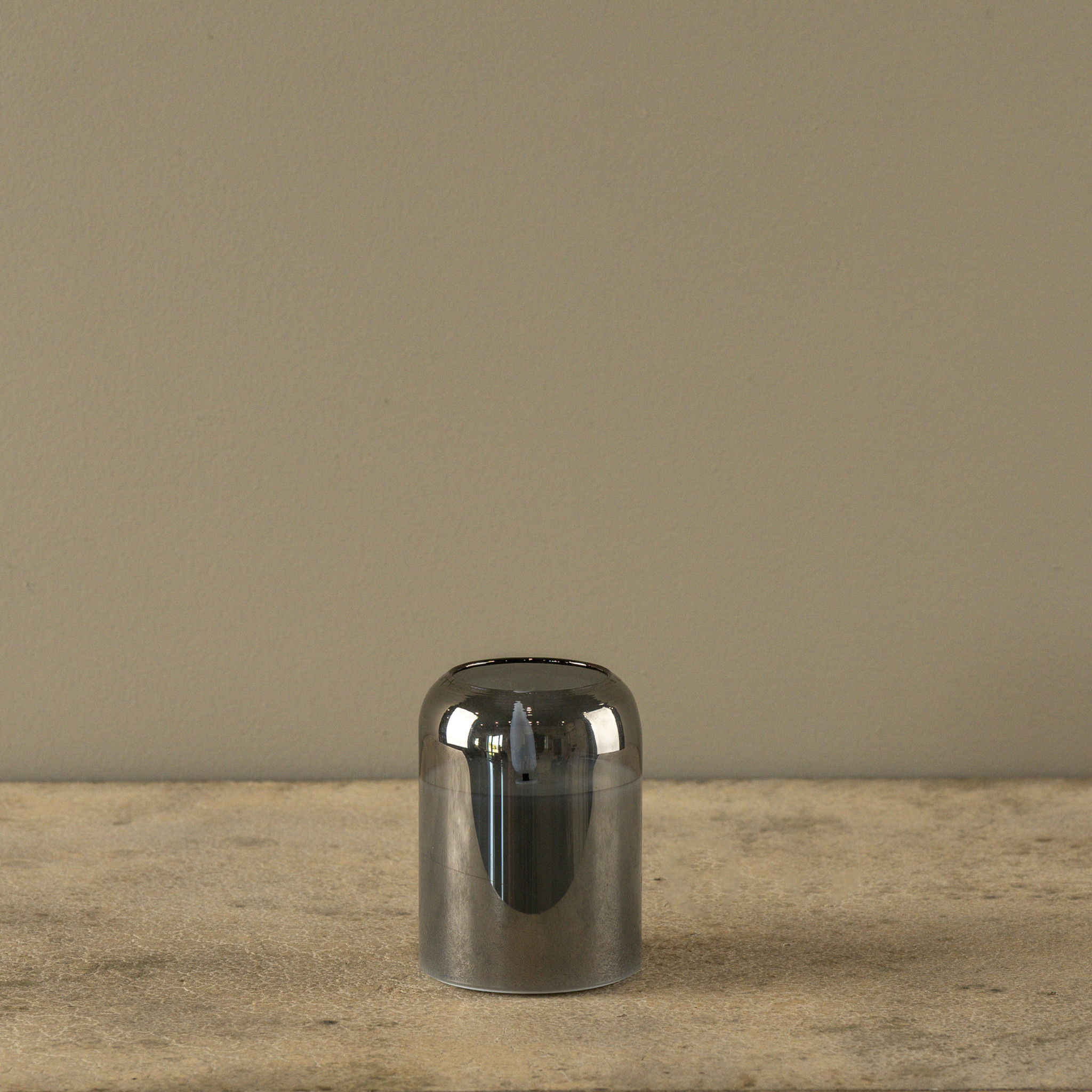 Flameless Arched Charcoal Glass Candle, 4", photo 5 of 6