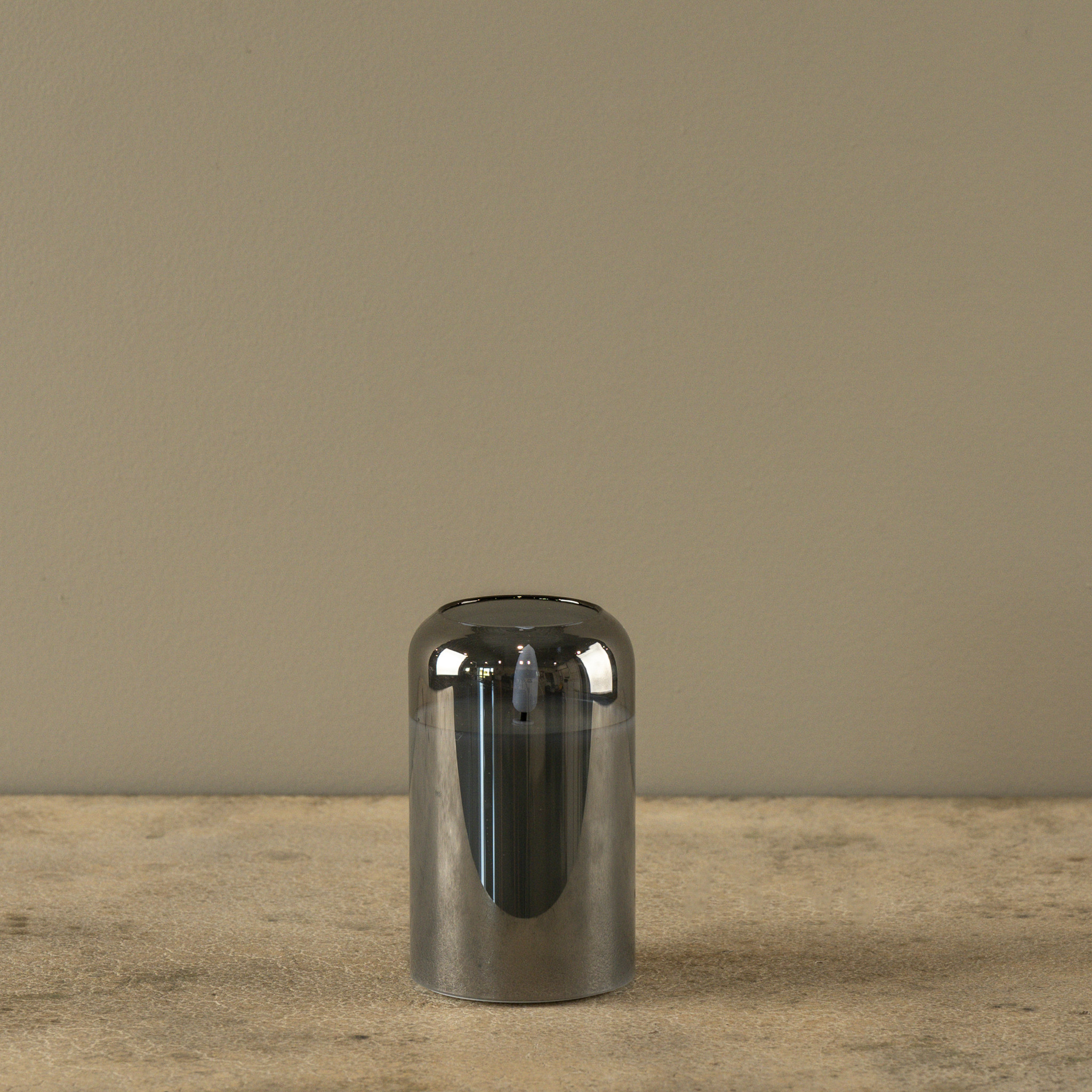 Flameless Arched Charcoal Glass Candle, 5", photo 5 of 6