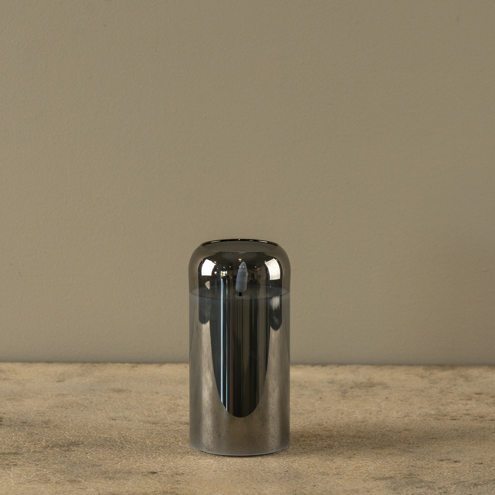 Flameless Arched Charcoal Glass Candle, 6", photo 5 of 6
