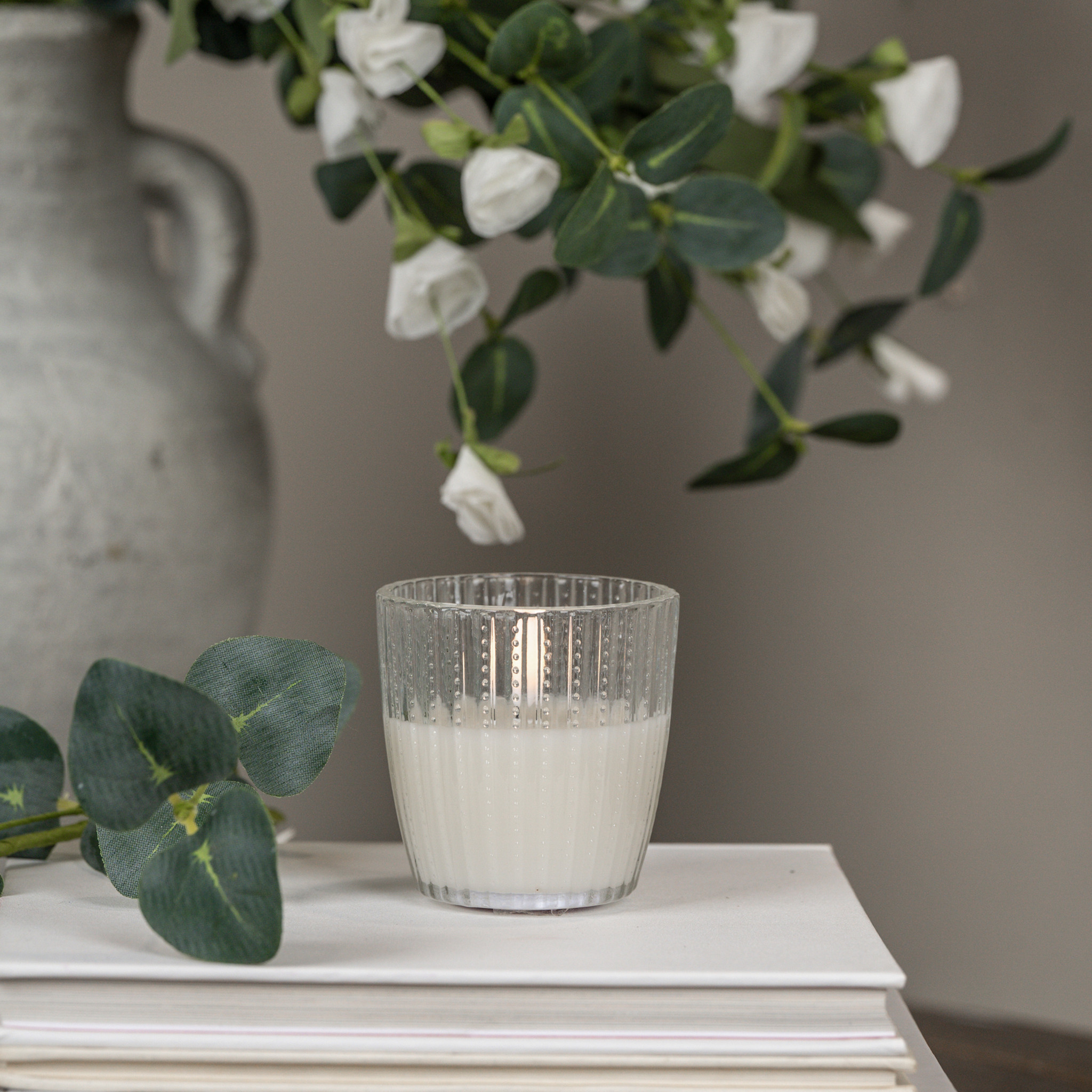 Flameless Beaded Glass Candle, 3"