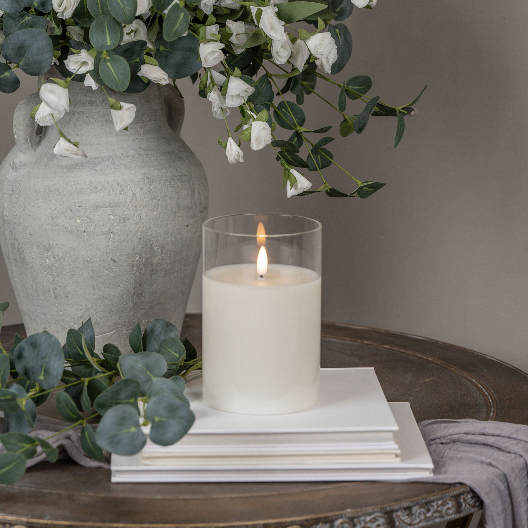 Flameless Glass Candle, 4" × 6"